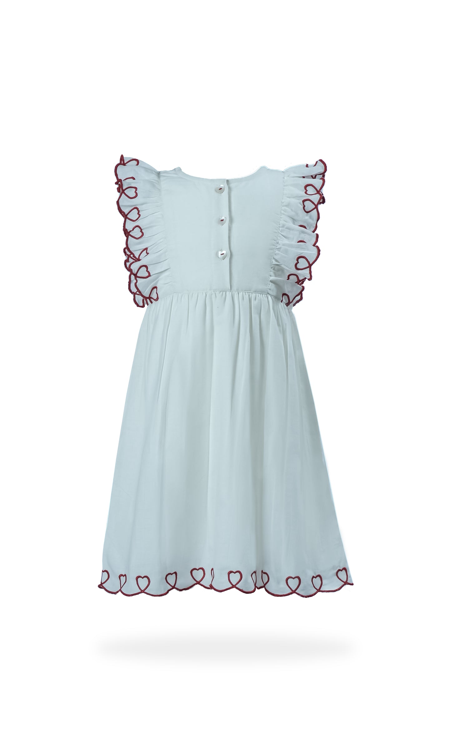 Heart Emroidered Gathered Dress