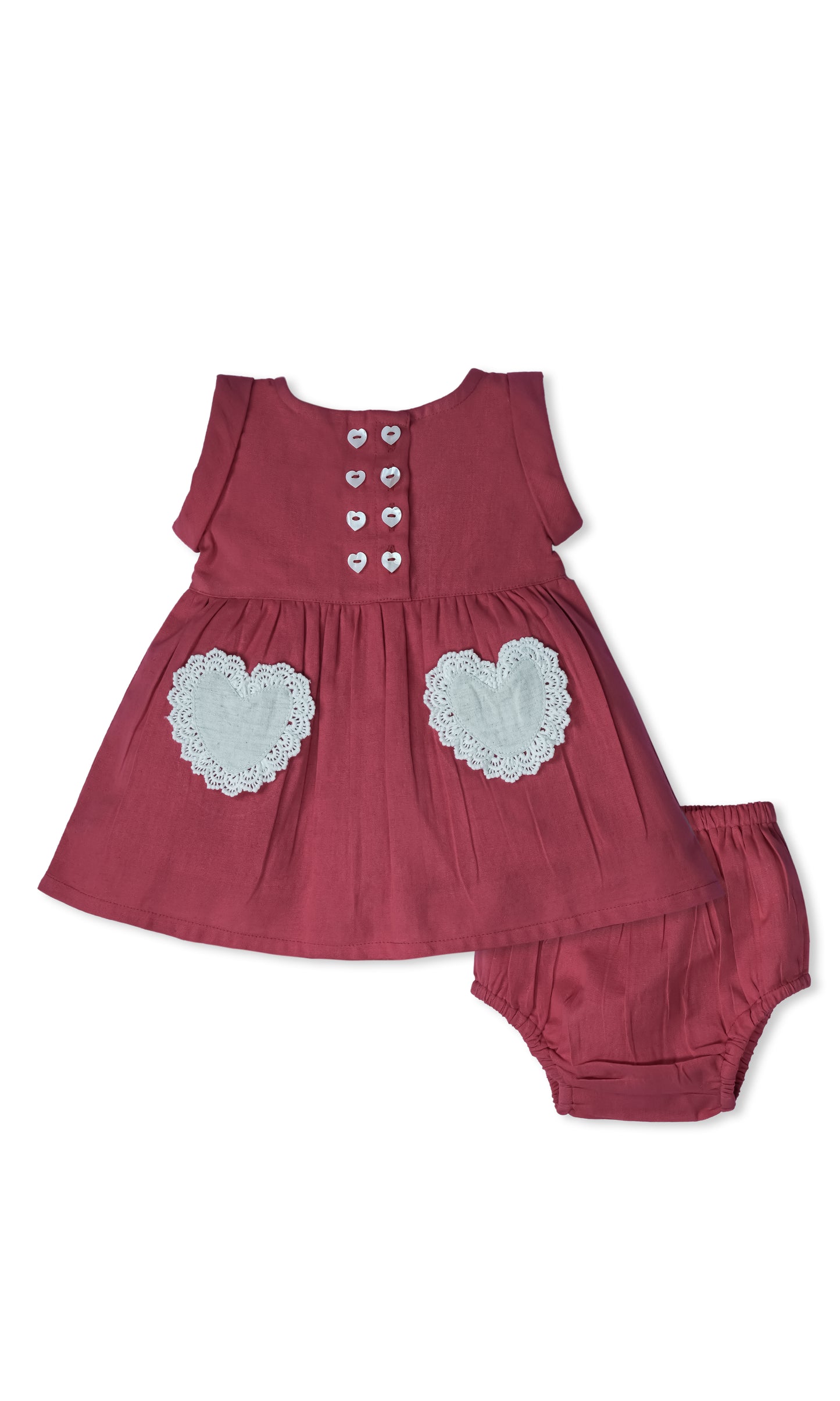 Coral Heart Gathered Dress