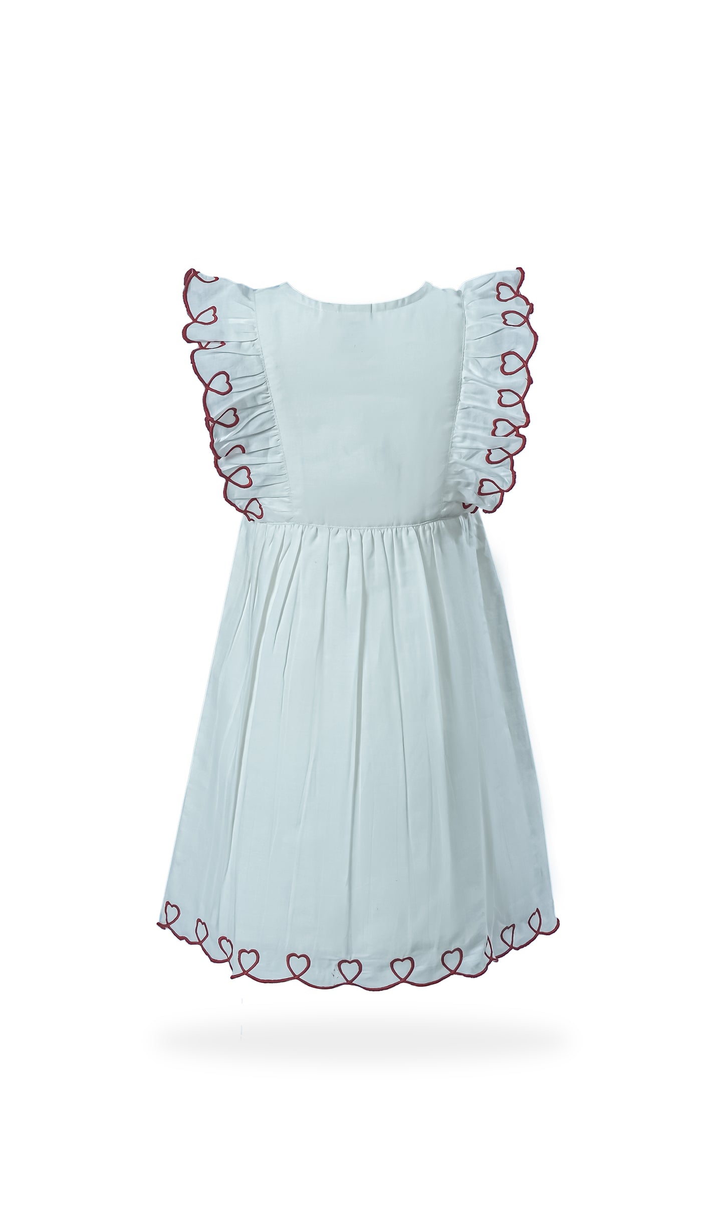 Heart Emroidered Gathered Dress
