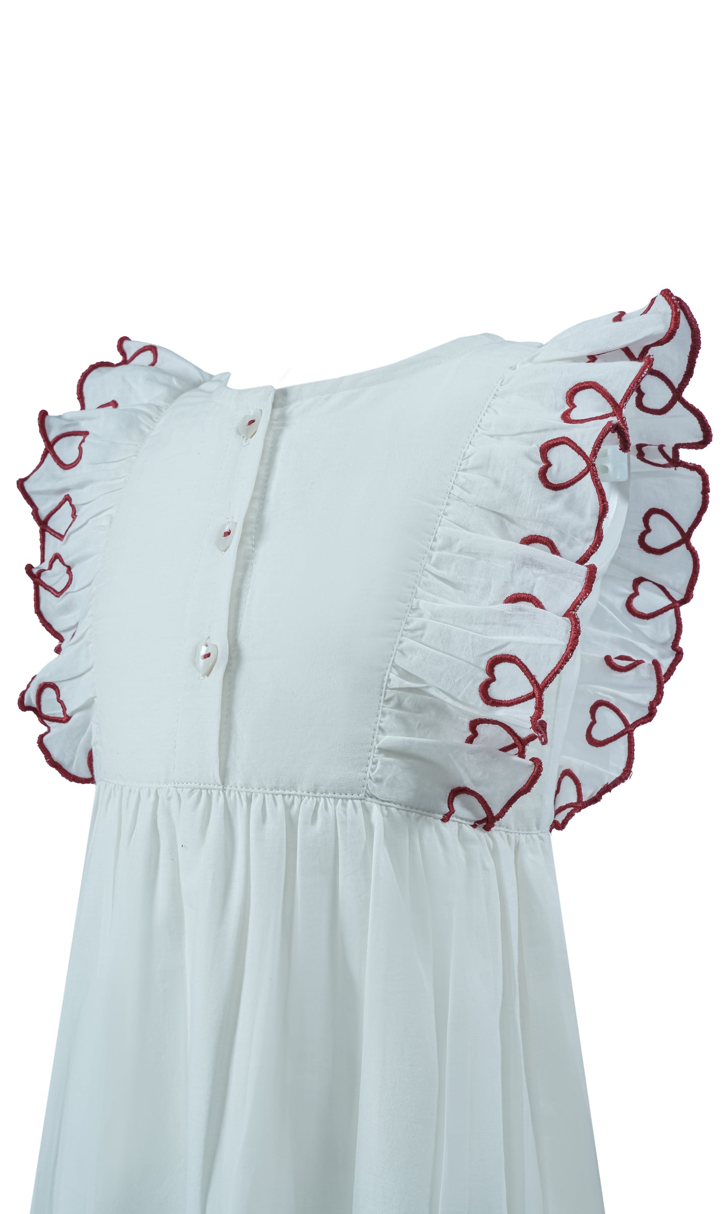 Heart Emroidered Gathered Dress