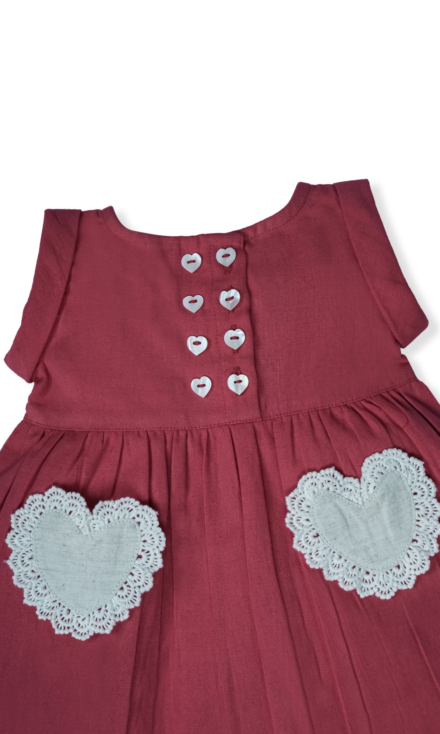 Coral Heart Gathered Dress