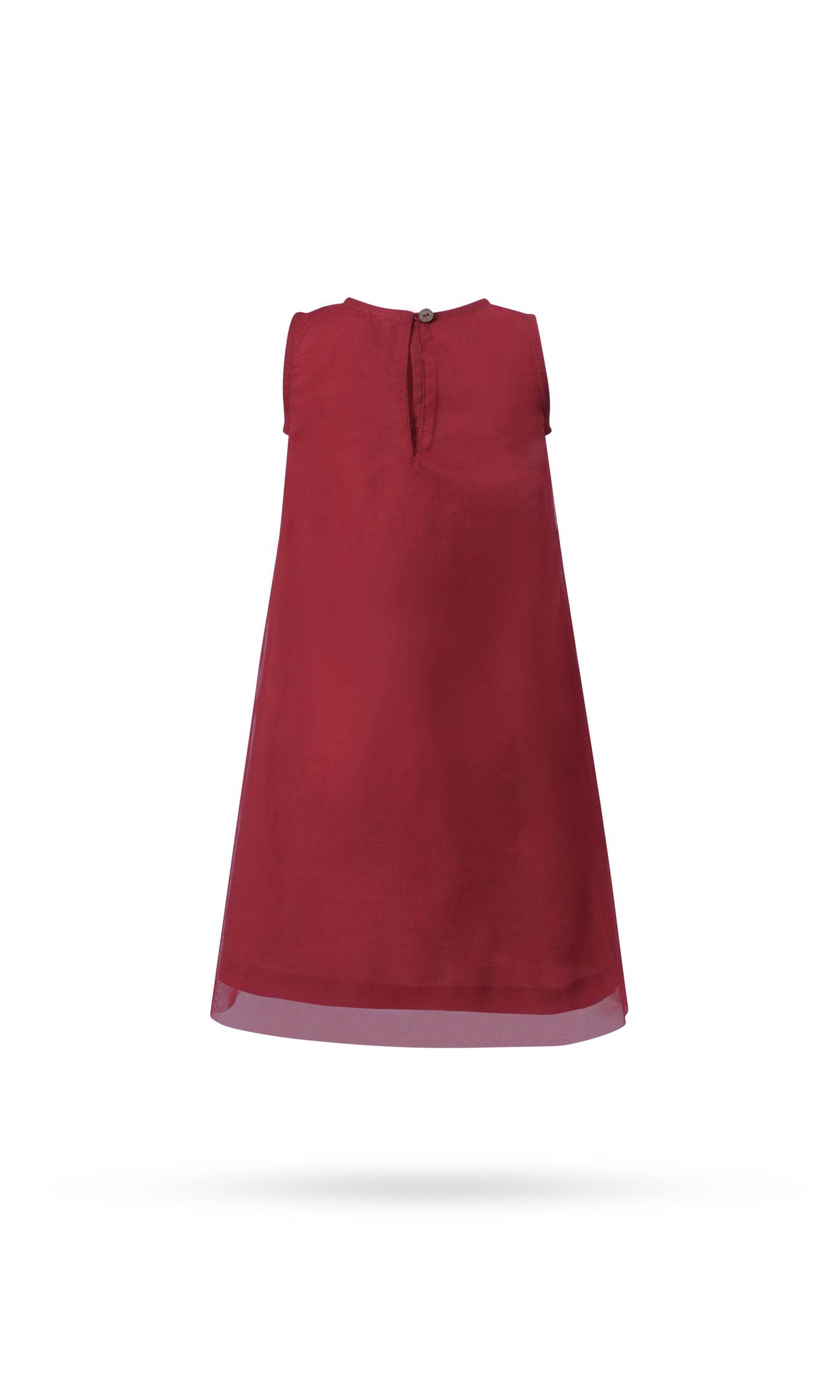 Red Tulle Dress with Ruffle Neck