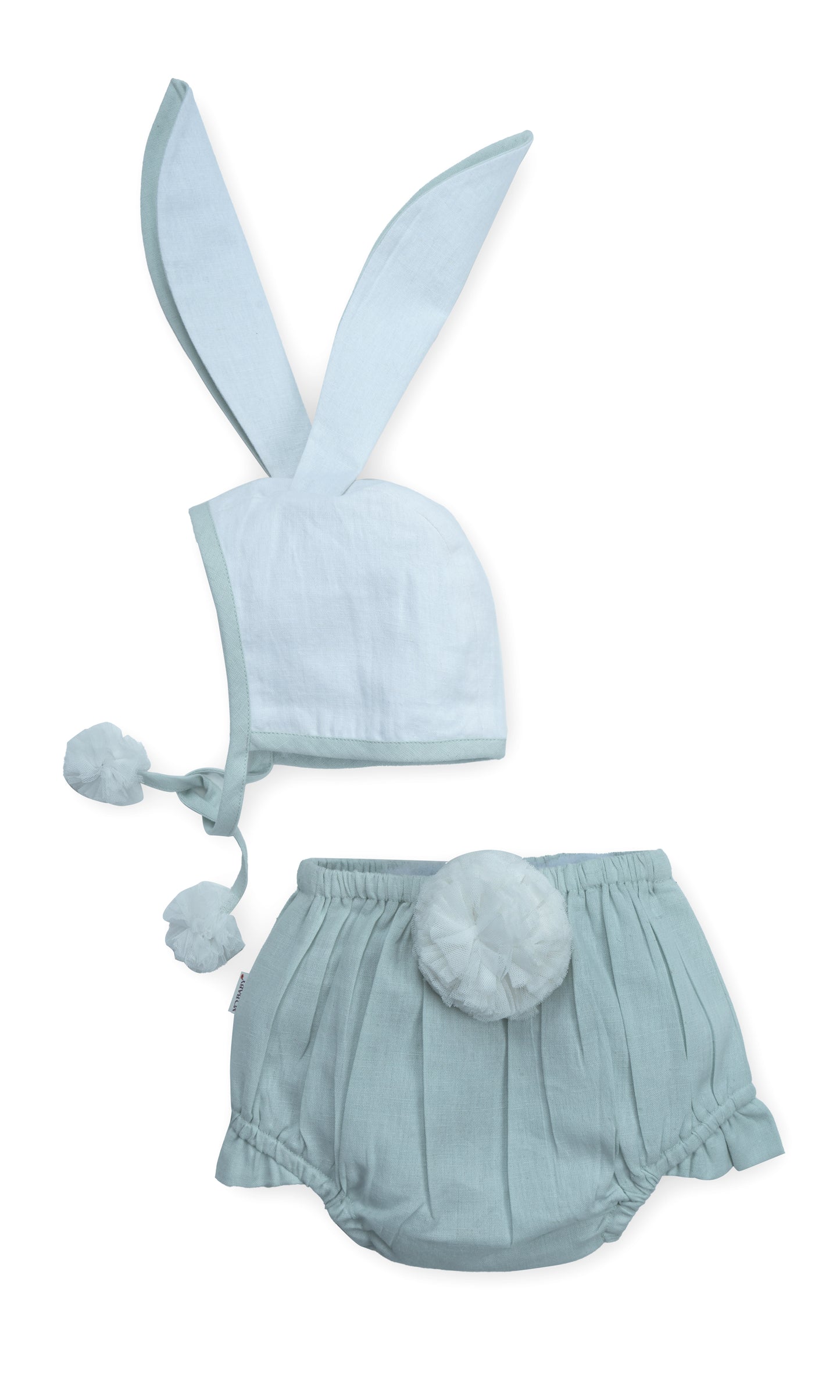 Easter Bunny Bonnet and Bloomer : POWDER BLUE : Infant : Baby Girl