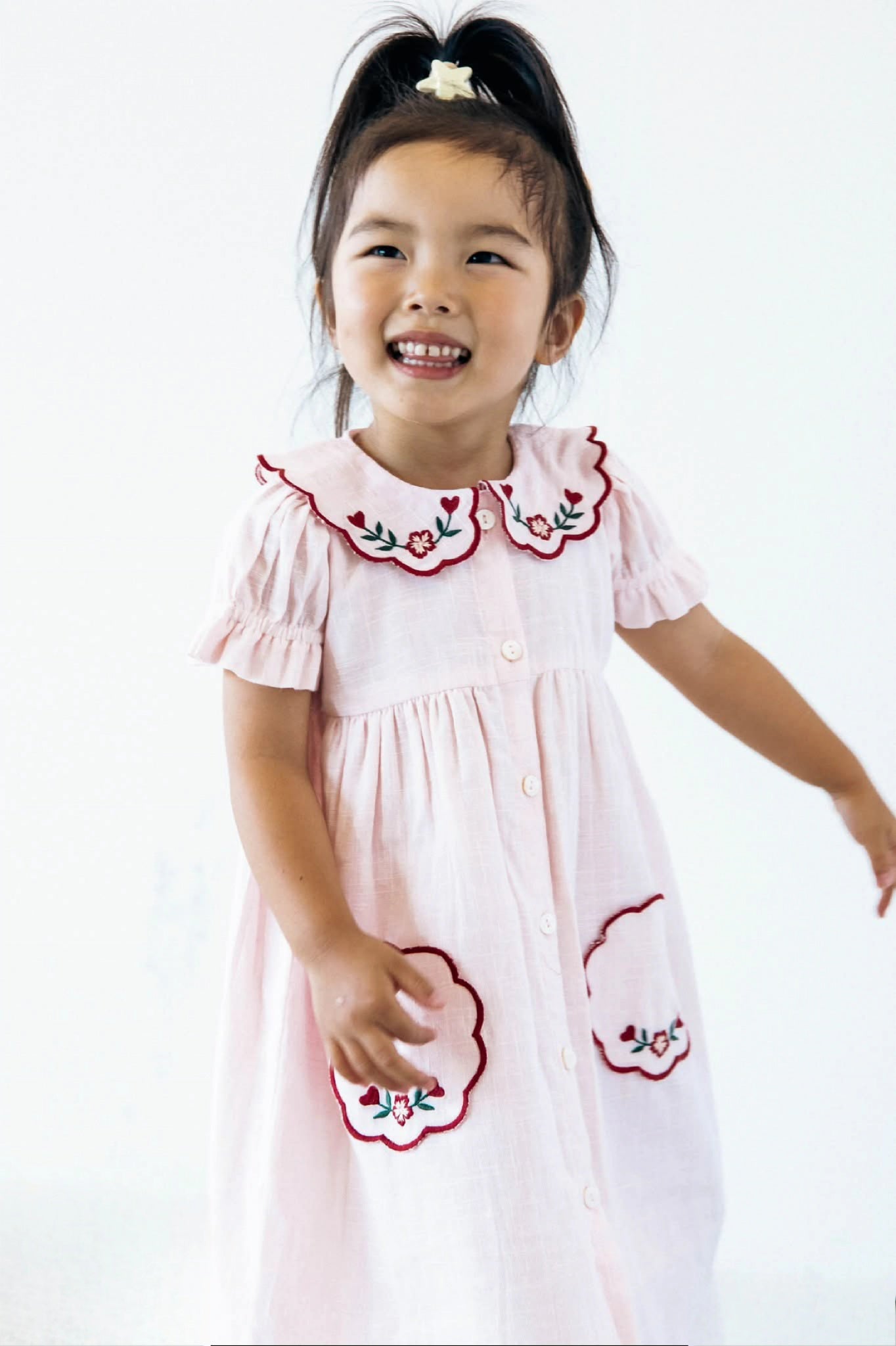 ARA Dress Pink — Hand Embroidered Cotton Girls Dress ARA Dress Pink — Hand Embroidered Cotton Girls Dress