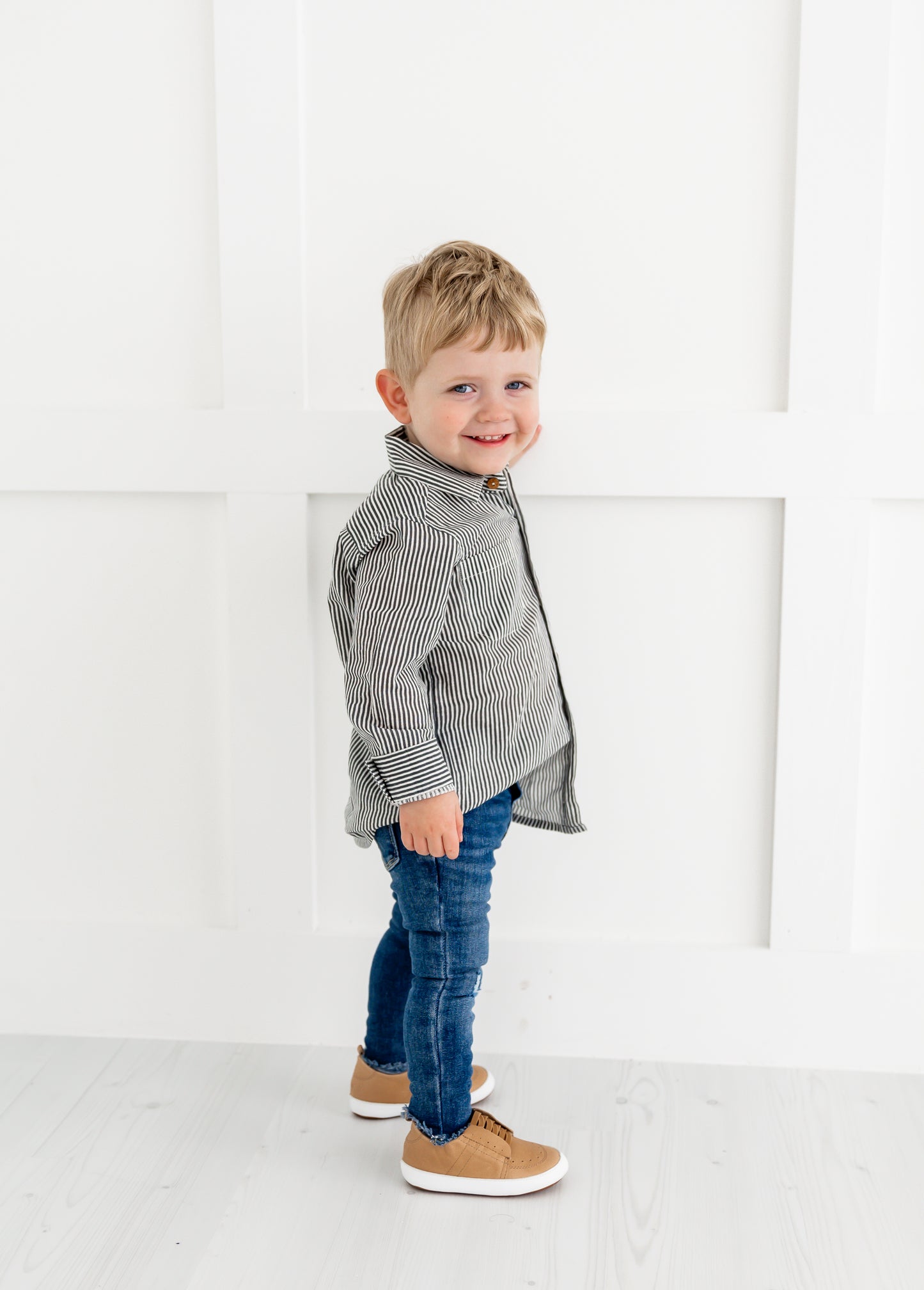 Grey Stripes Printed Boys Shirts