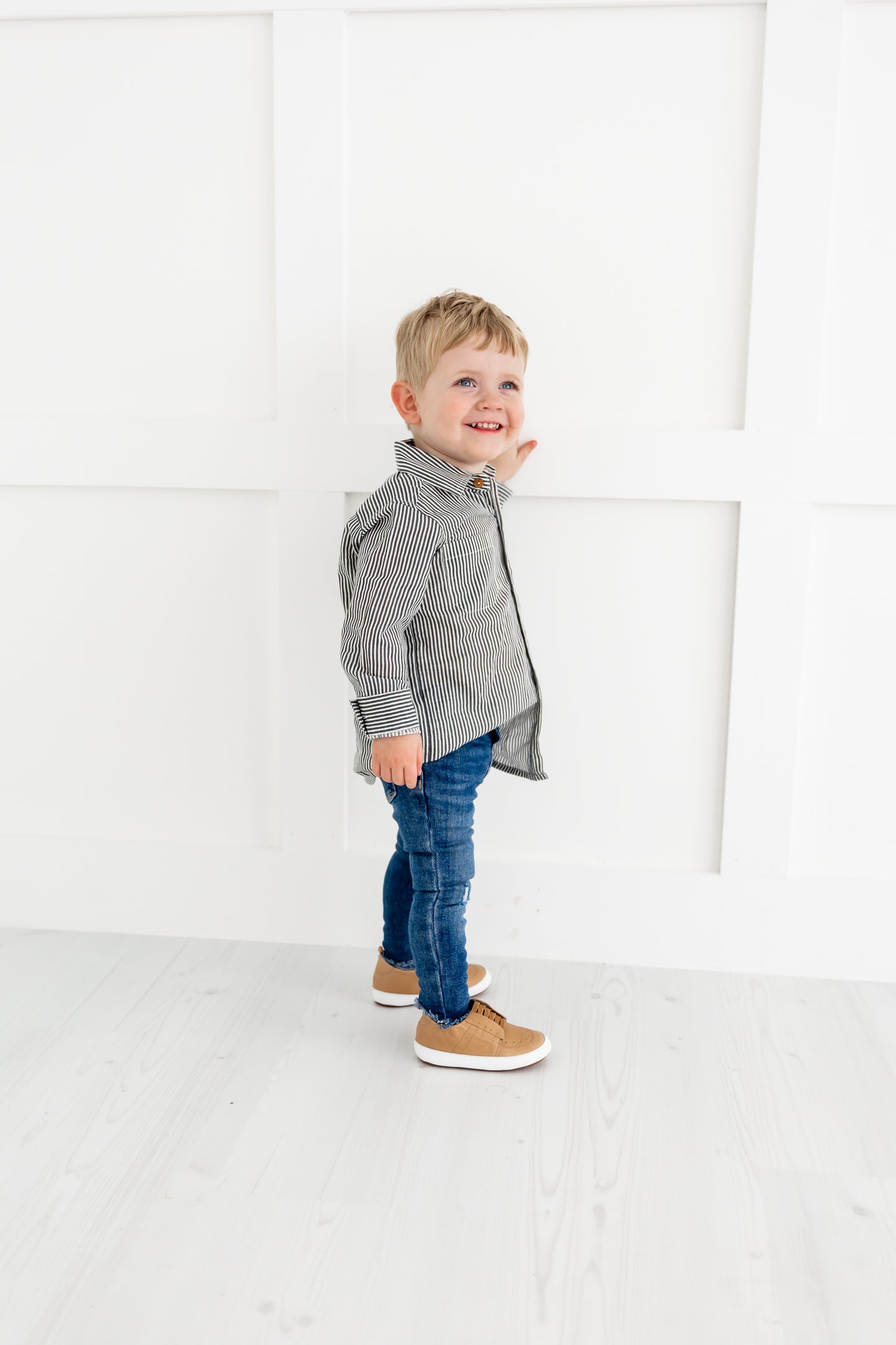 Grey Stripes Printed Boys Shirts