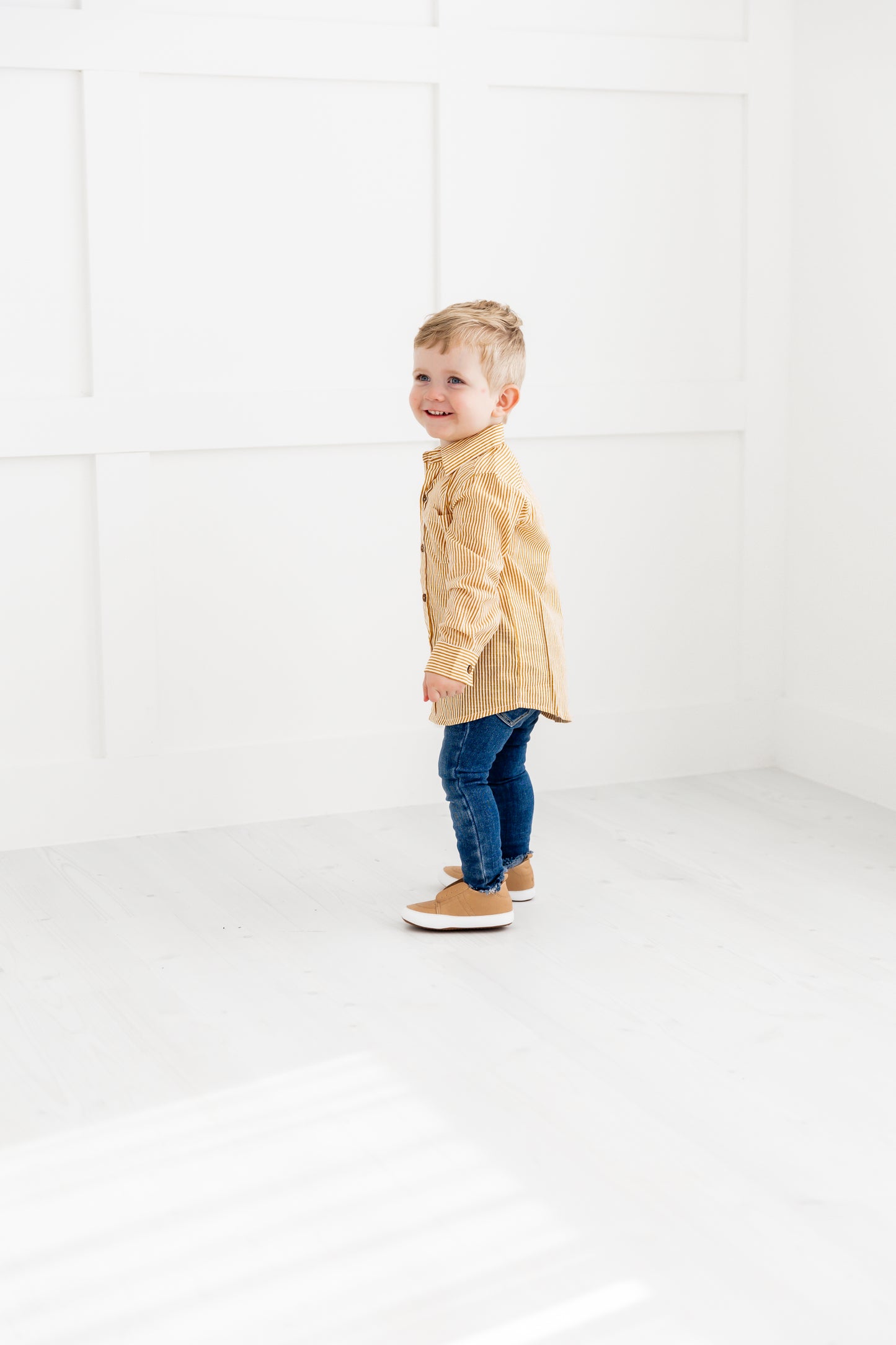 Mustard Stripes Boys Shirts