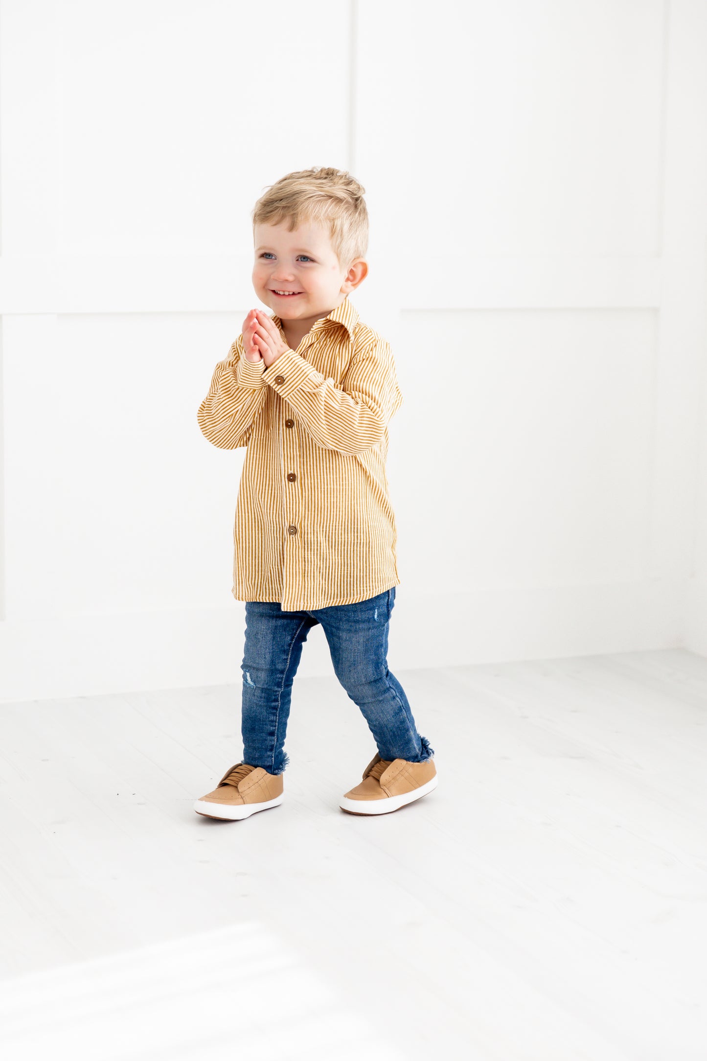 Mustard Stripes Boys Shirts