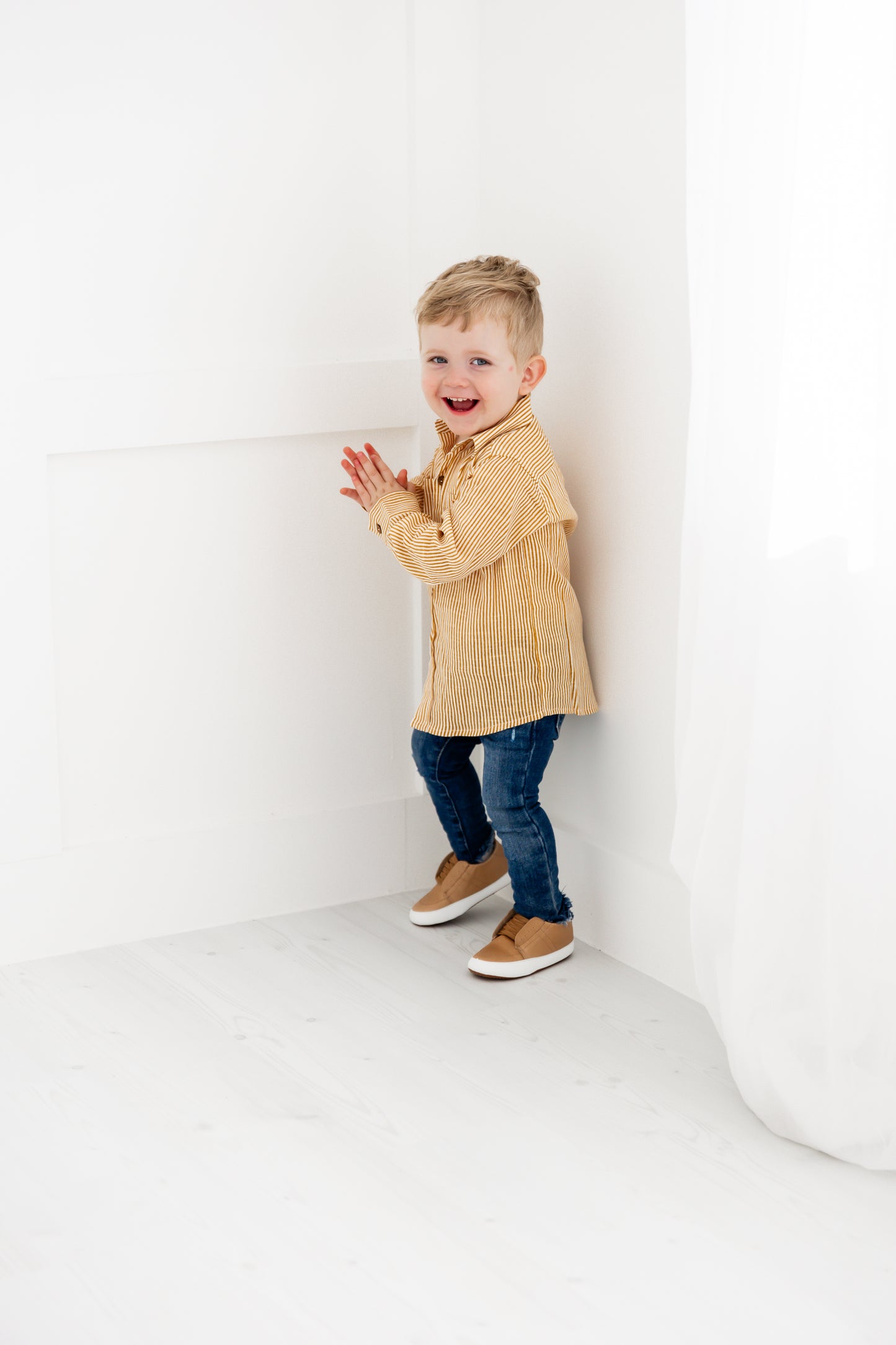 Mustard Stripes Boys Shirts
