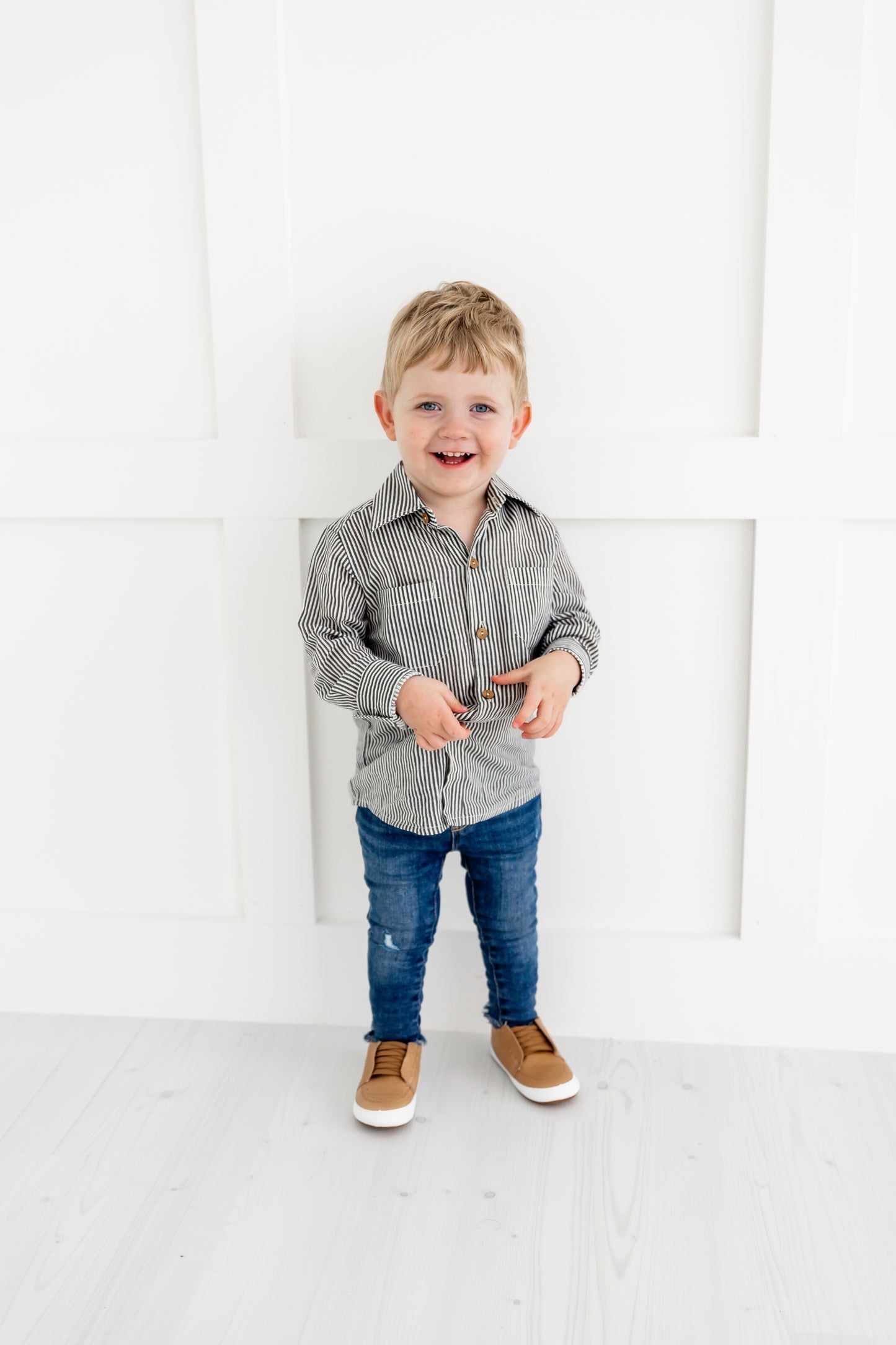 Grey Stripes Printed Boys Shirts