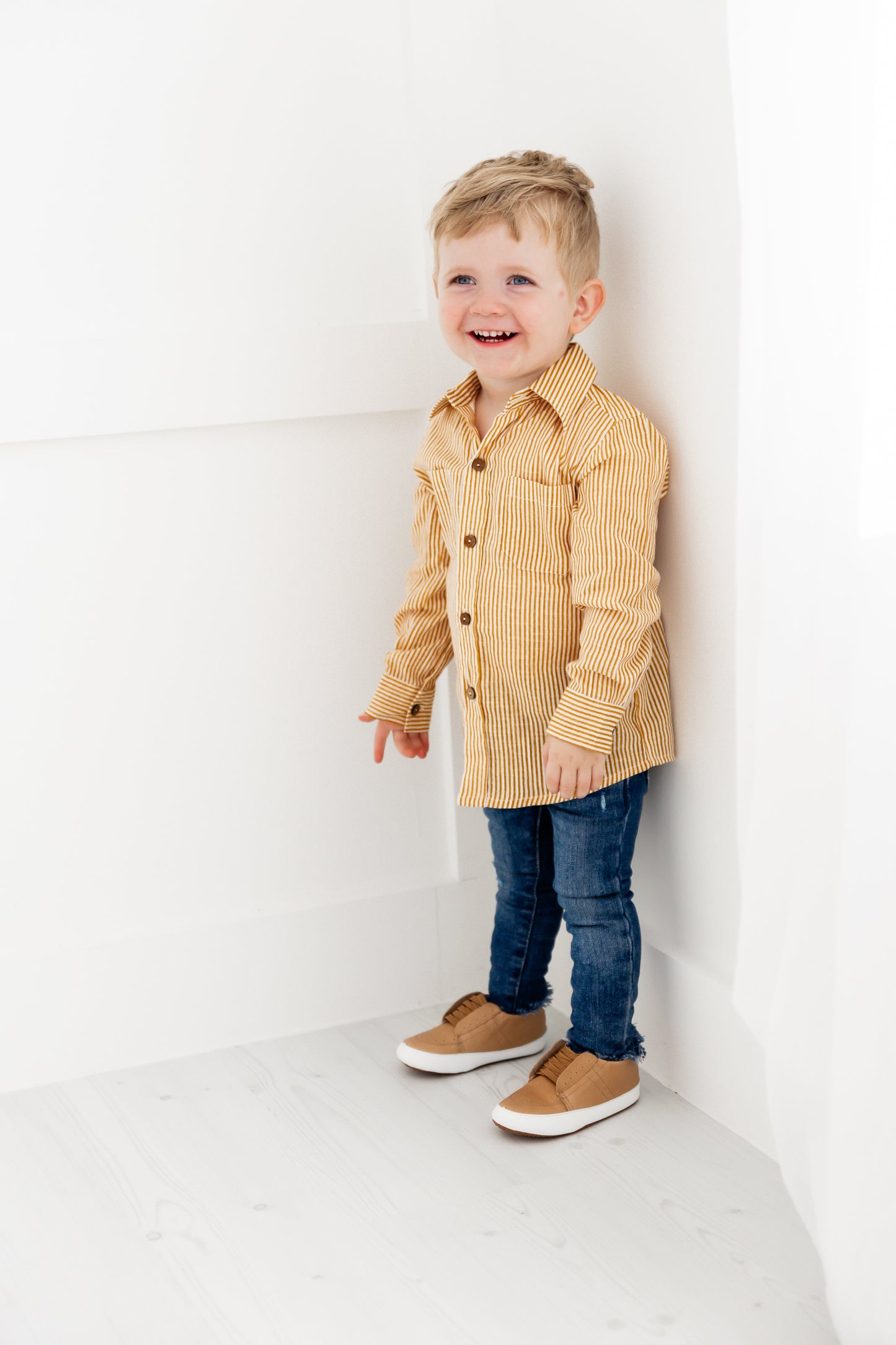 Mustard Stripes Boys Shirts