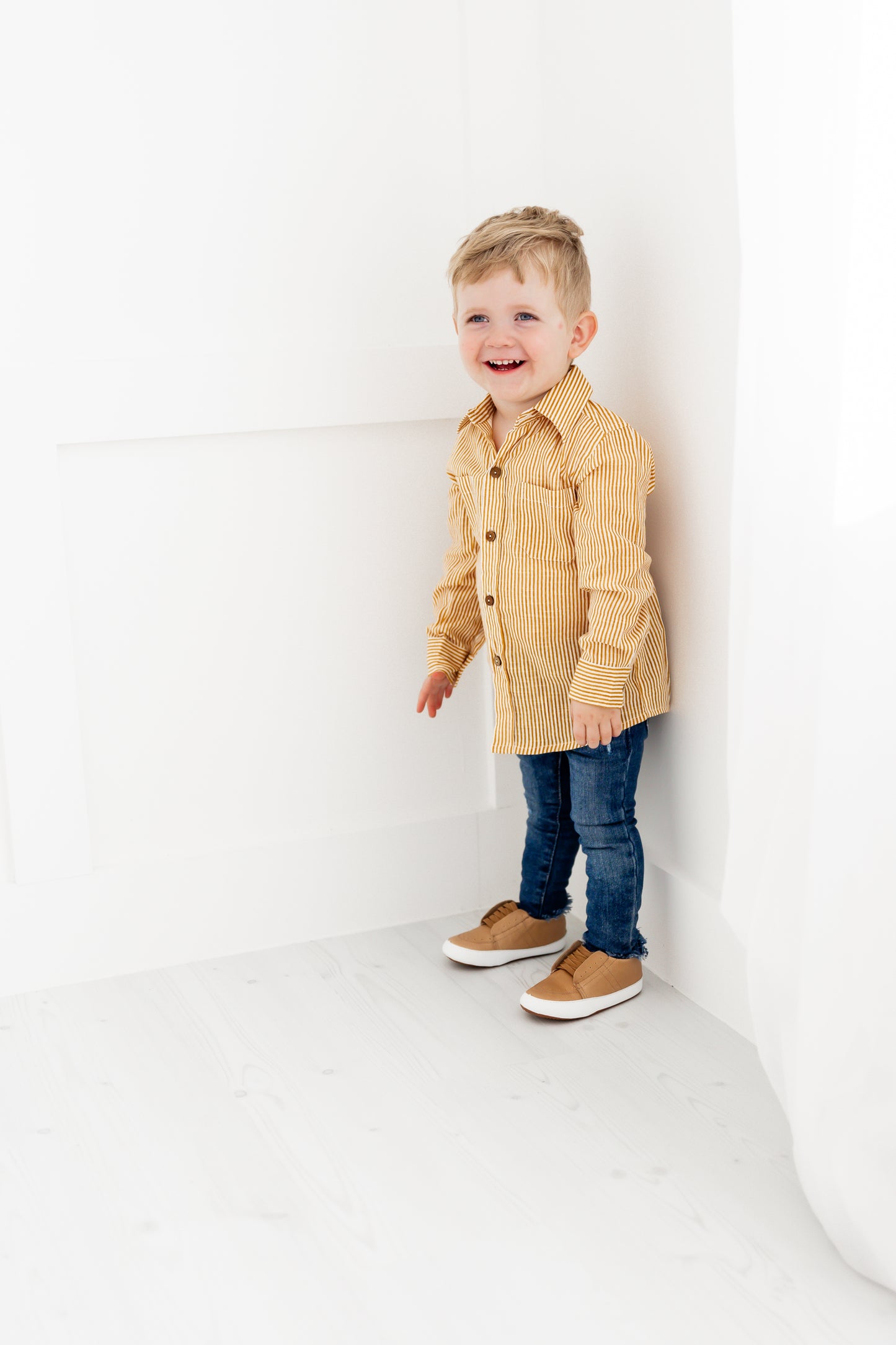 Mustard Stripes Boys Shirts
