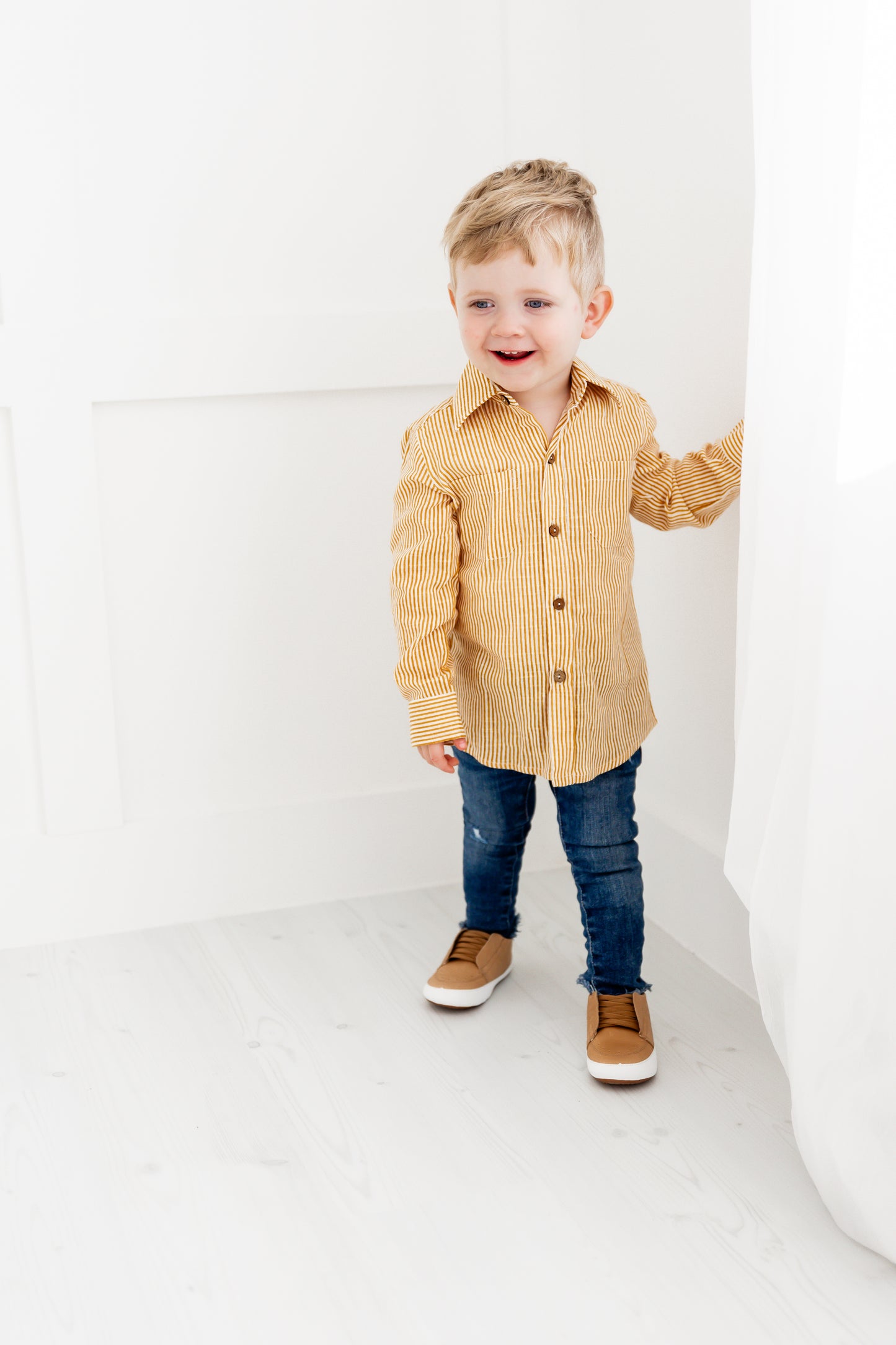 Mustard Stripes Boys Shirts