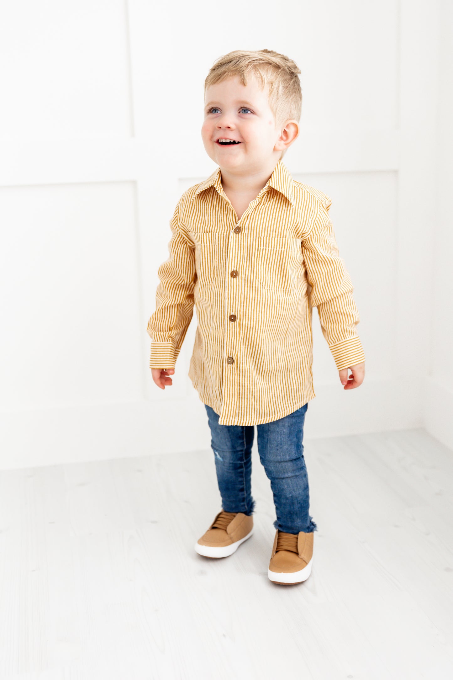 Mustard Stripes Boys Shirts