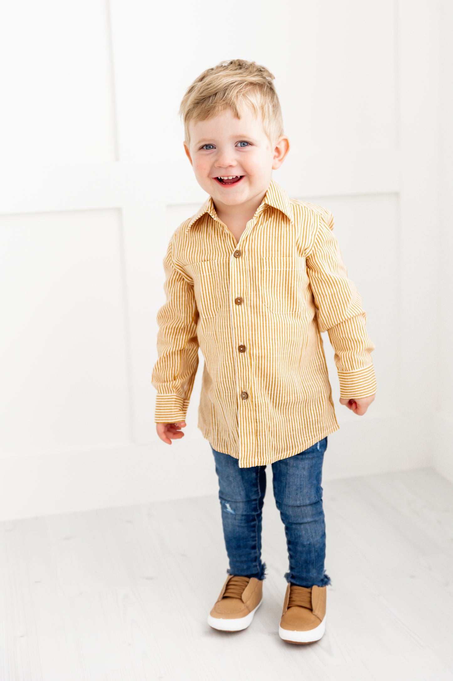 Mustard Stripes Boys Shirts