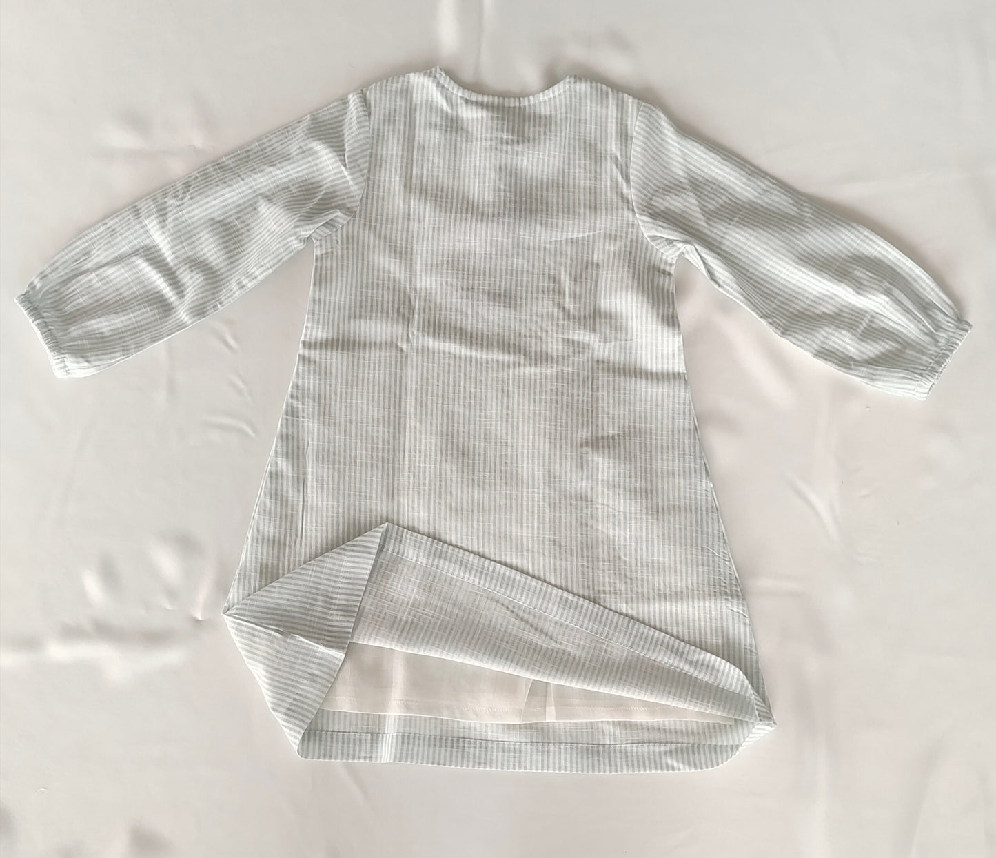 Stripe Print Balloon-Sleeve Cotton Dress : SAGE : Infant : Toddler : Tween