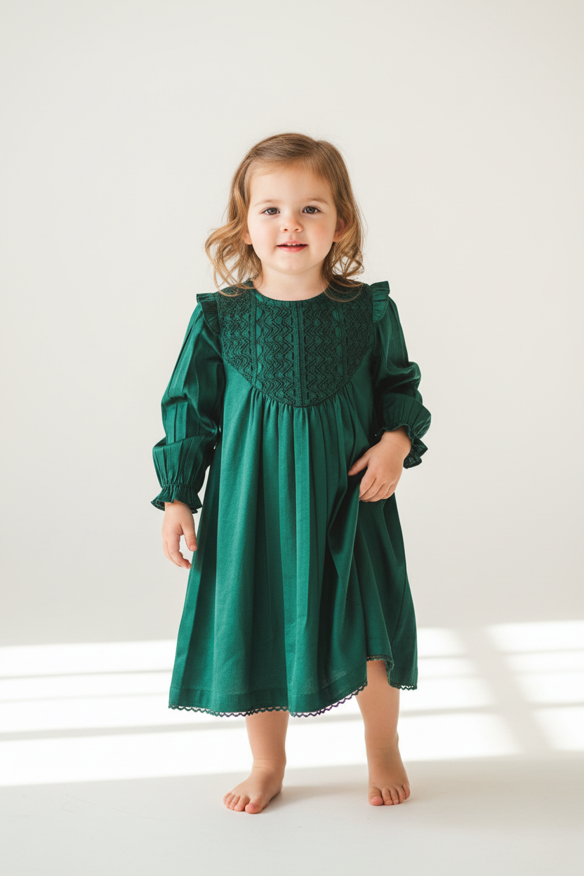 dark green infant dress Green Toddler Dress| High-Quality Styles