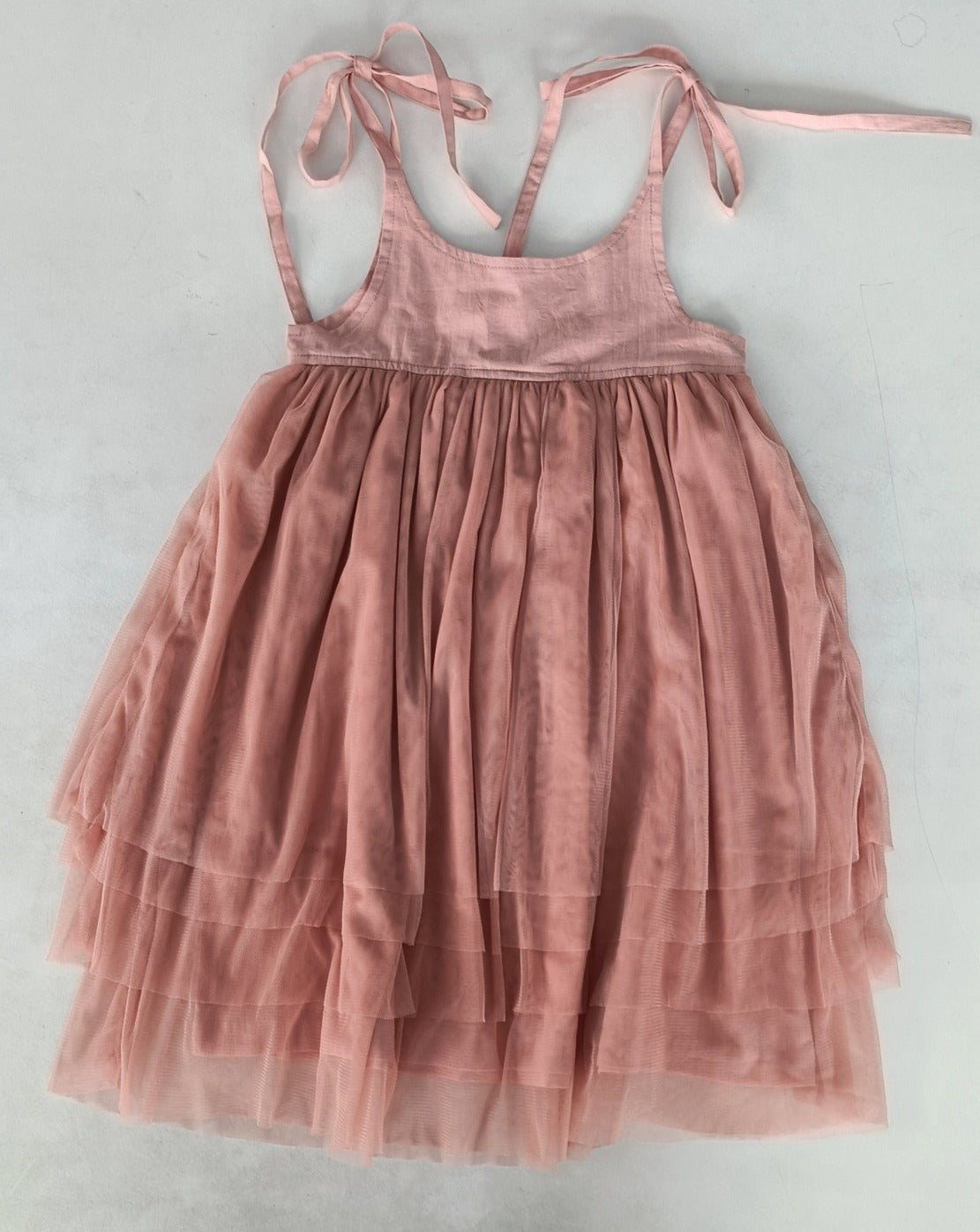 Dark Pink Tulle Ruffle Dress