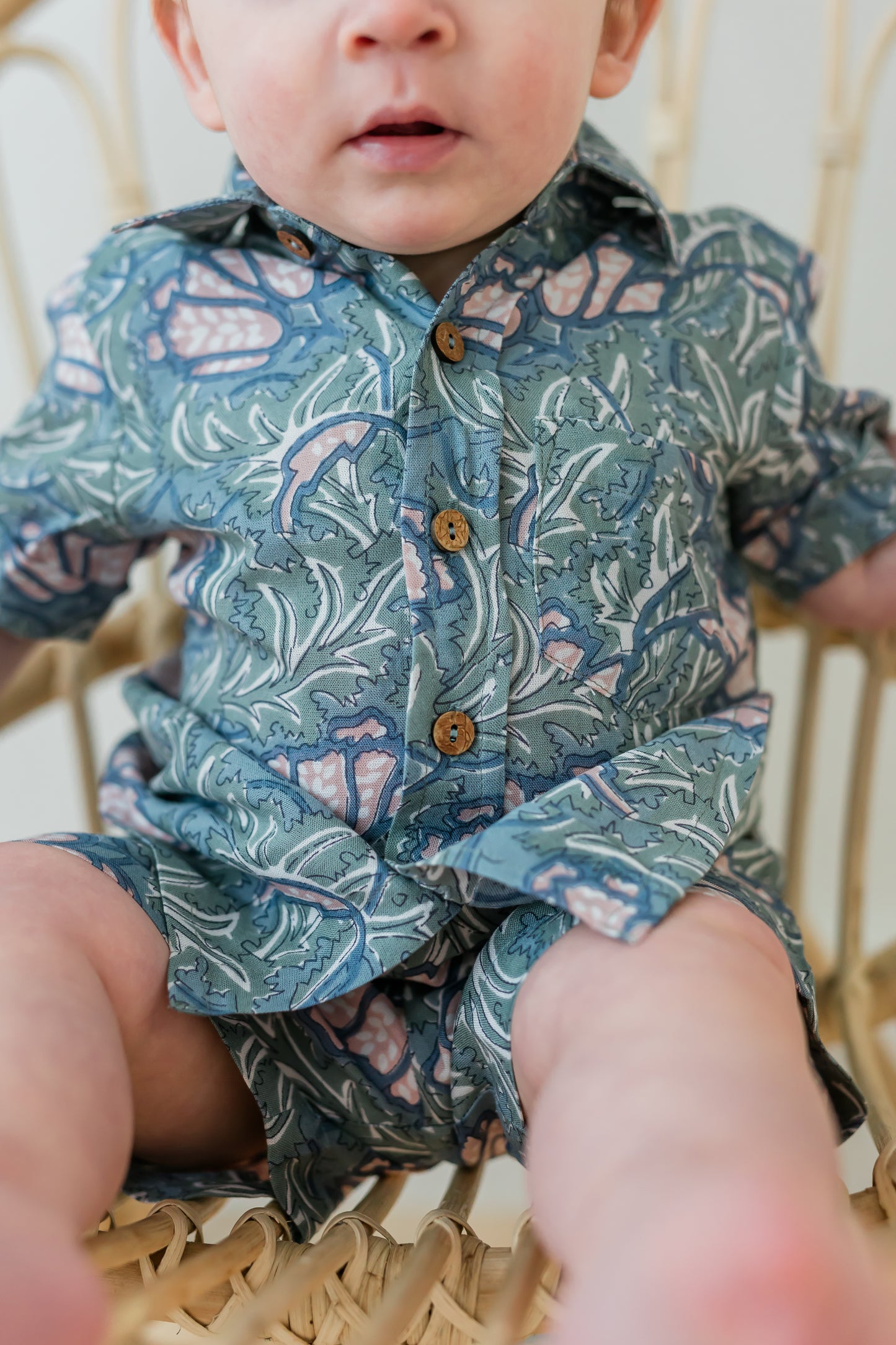 Grey Printed Boys Shirt & Shorts Set