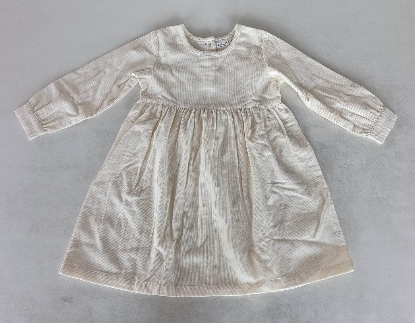 Off-White Corduroy Long Sleeves Gathered Dress