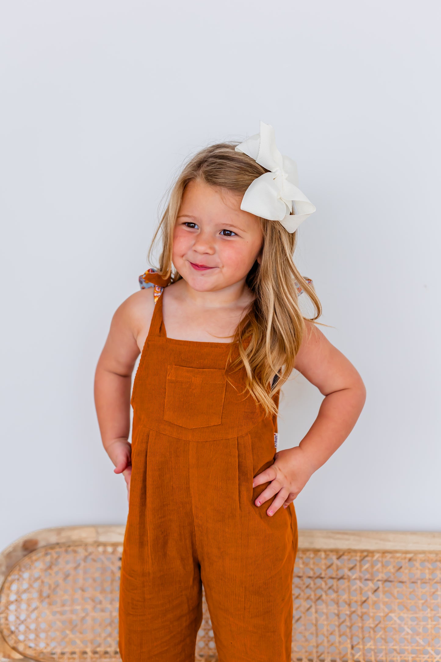 Reversible Rust Corduroy & Rust Floral Printed Jumpsuit