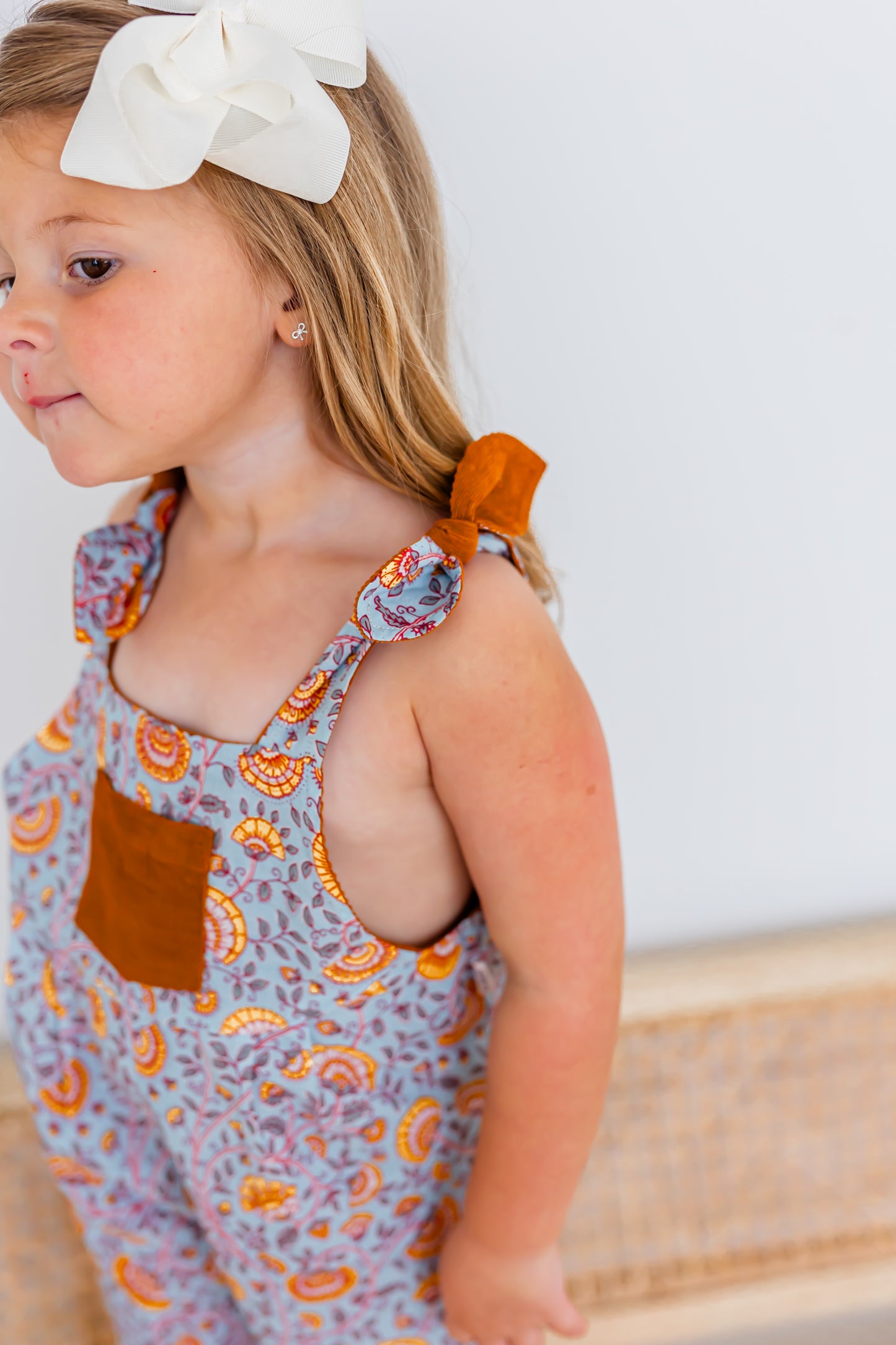 Reversible Rust Corduroy & Rust Floral Printed Jumpsuit