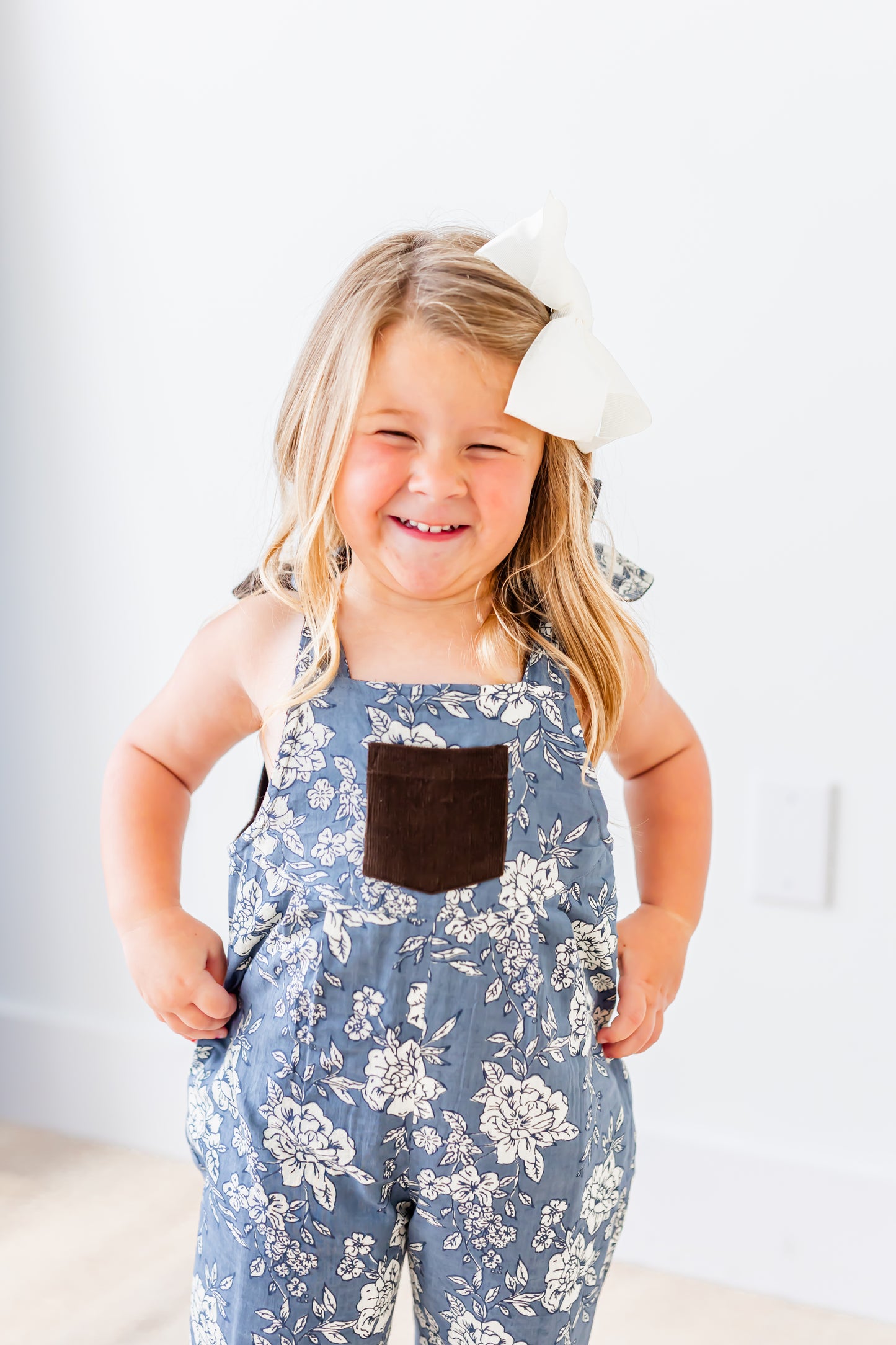 Reversible Brown Corduroy & Grey Floral Printed Jumpsuit