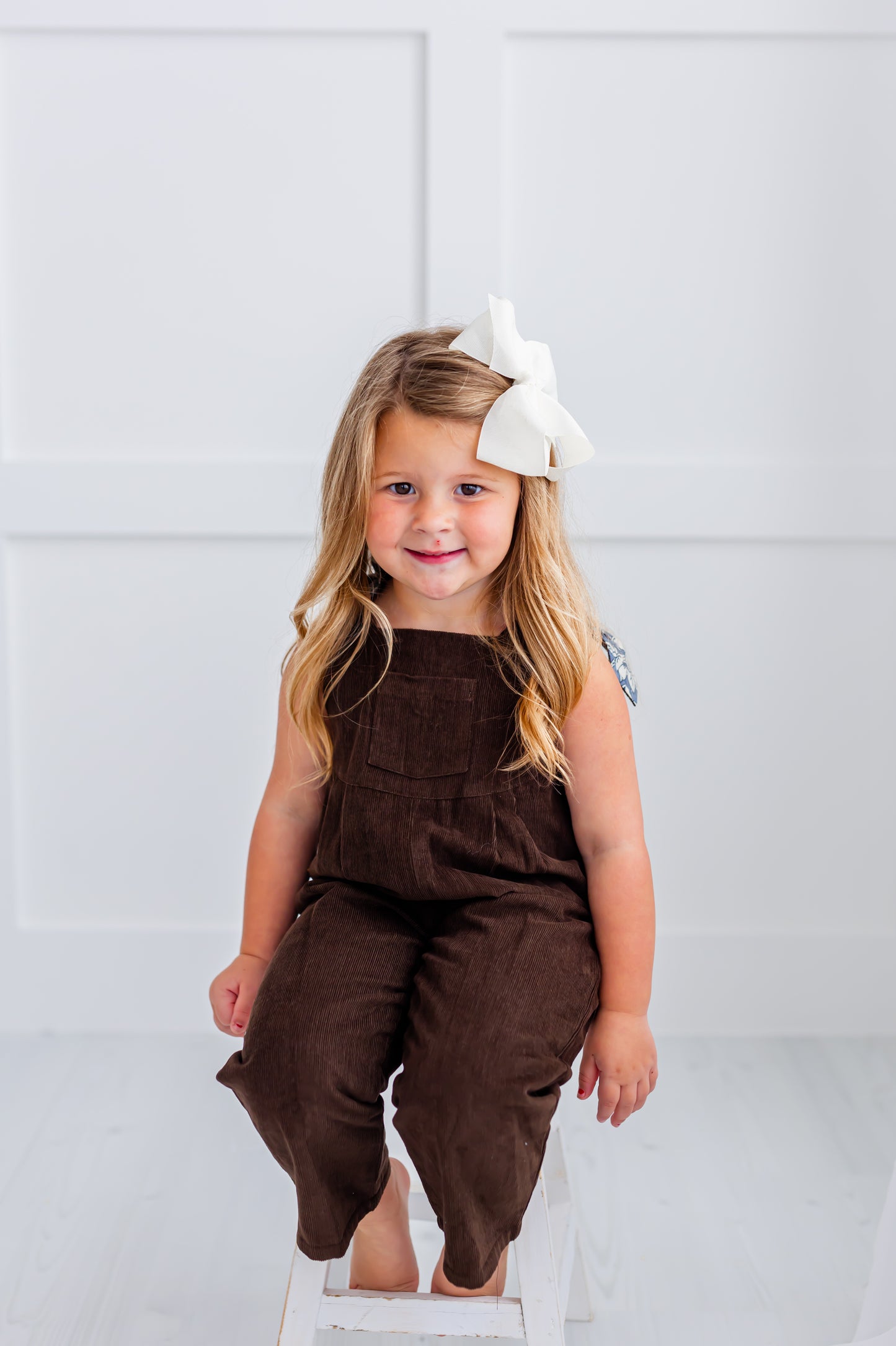 Reversible Brown Corduroy & Grey Floral Printed Jumpsuit