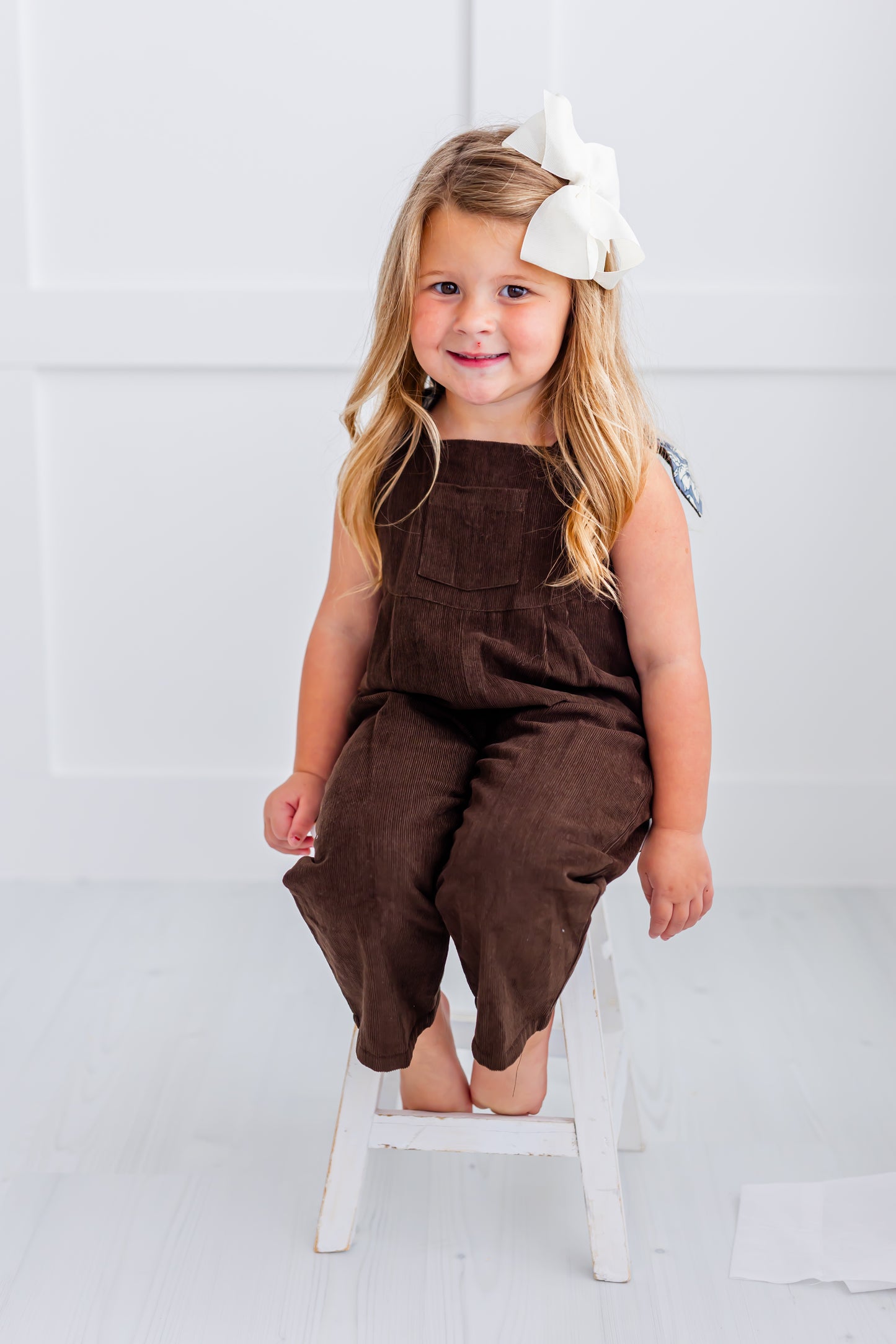 Reversible Brown Corduroy & Grey Floral Printed Jumpsuit