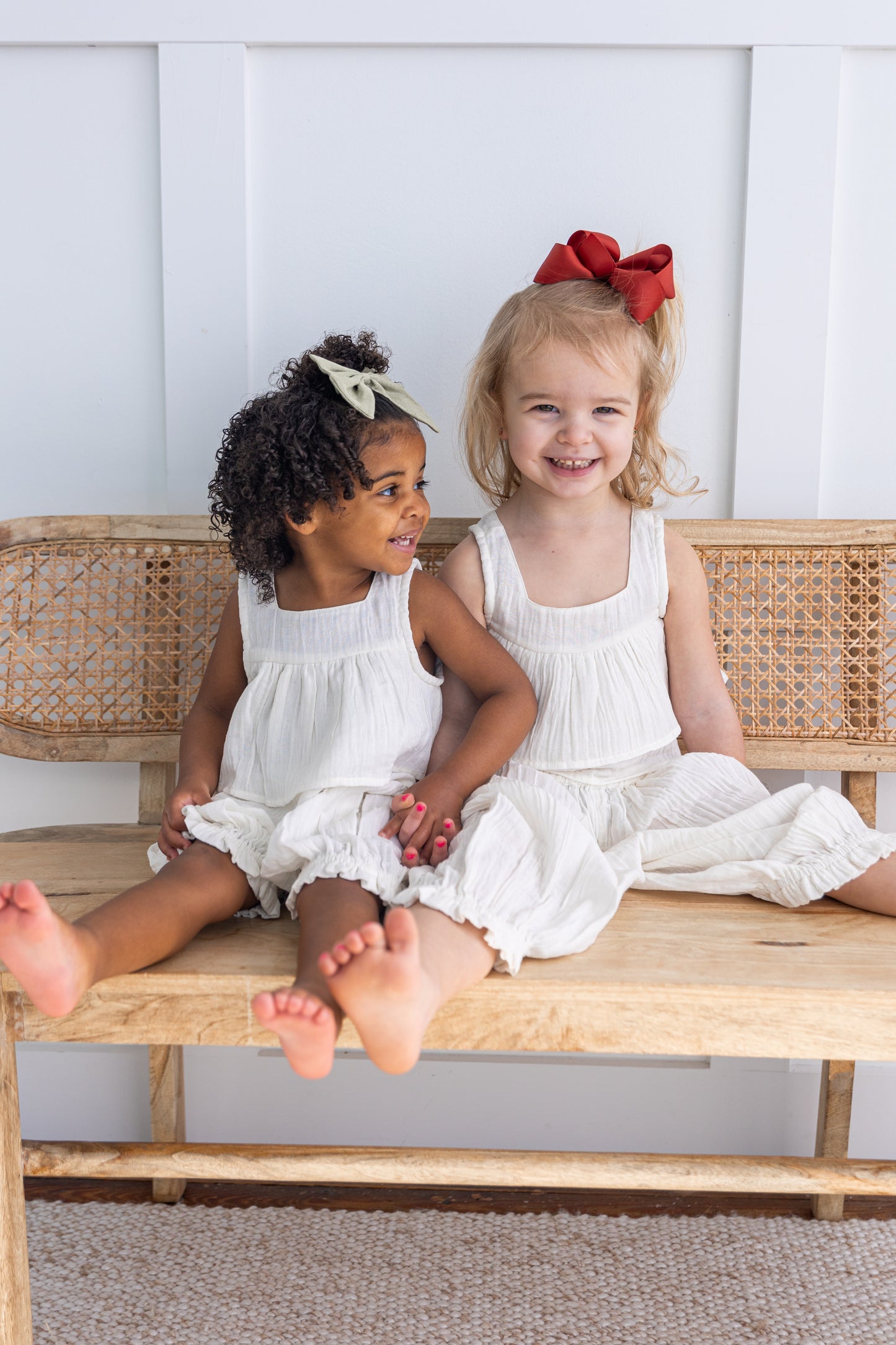 Double Gauze Ivory Ruffled Top & Pants set