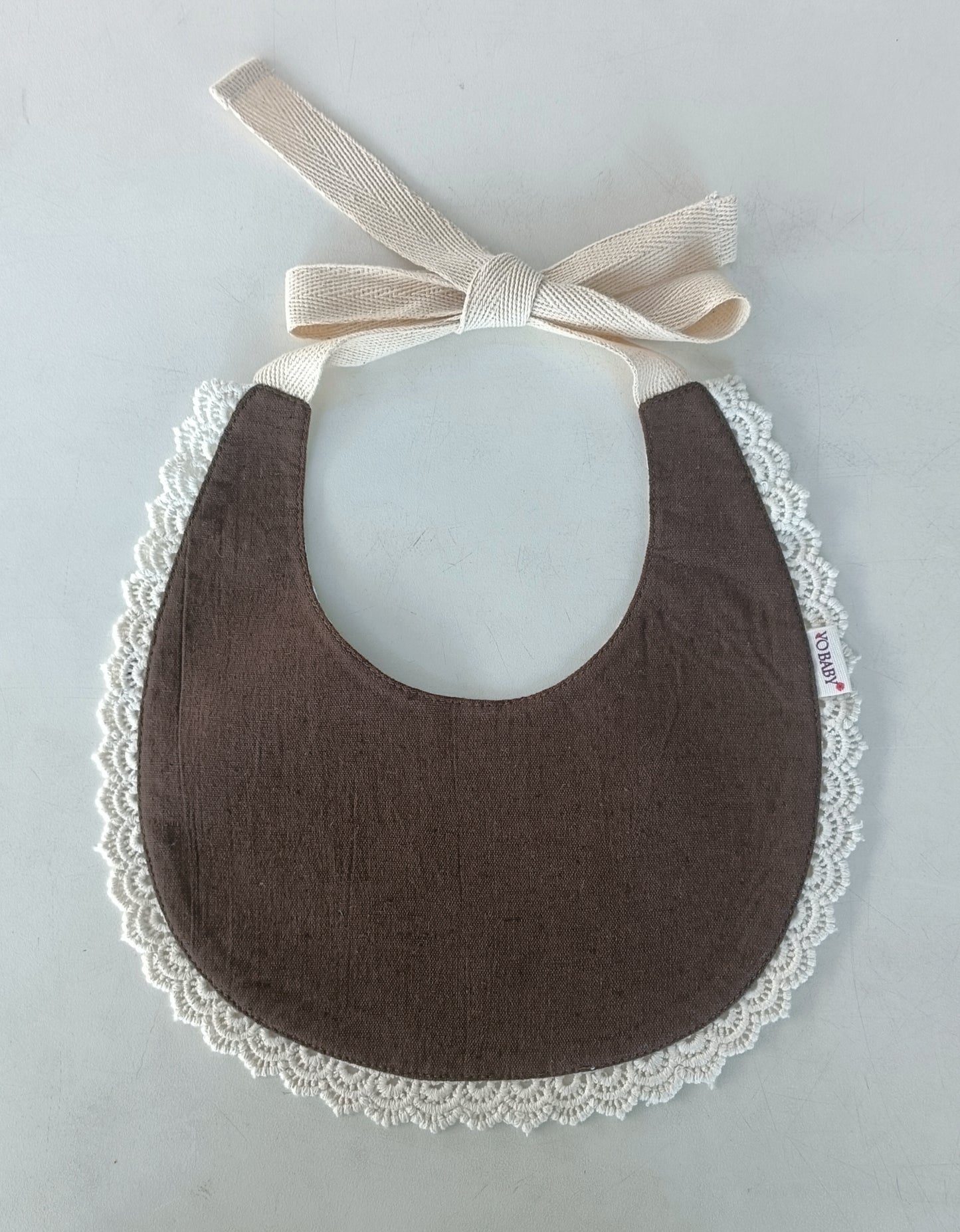 Reversible Brown Solid Color & Brown Striped Printed Baby Bib