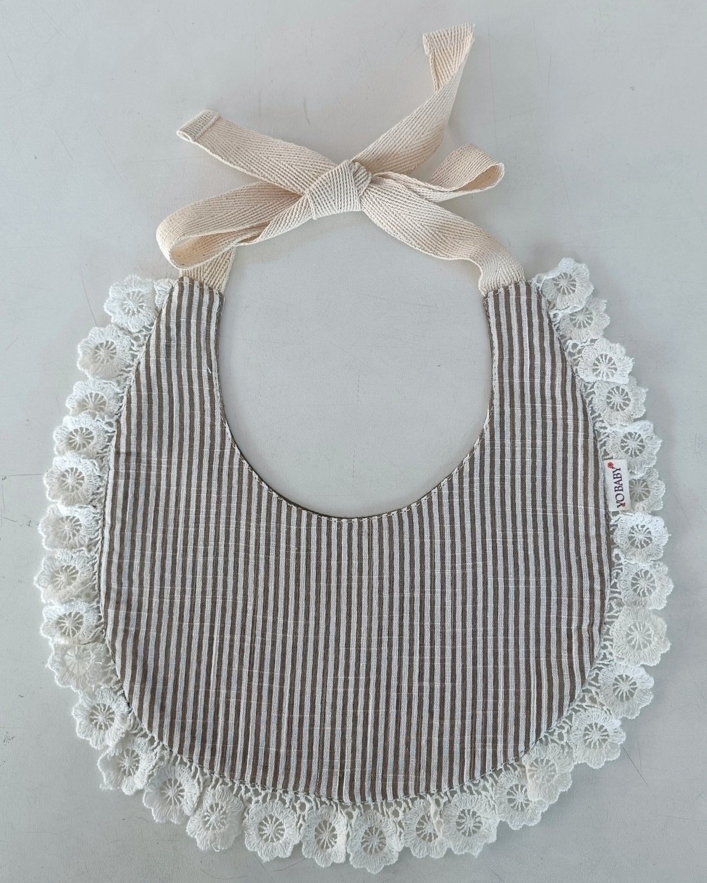 Reversible Brown Solid Color & Brown Striped Printed Baby Bib