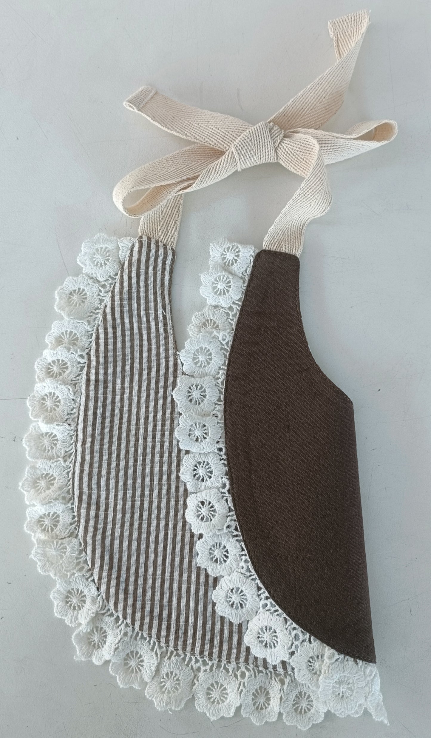 Reversible Brown Solid Color & Brown Striped Printed Baby Bib