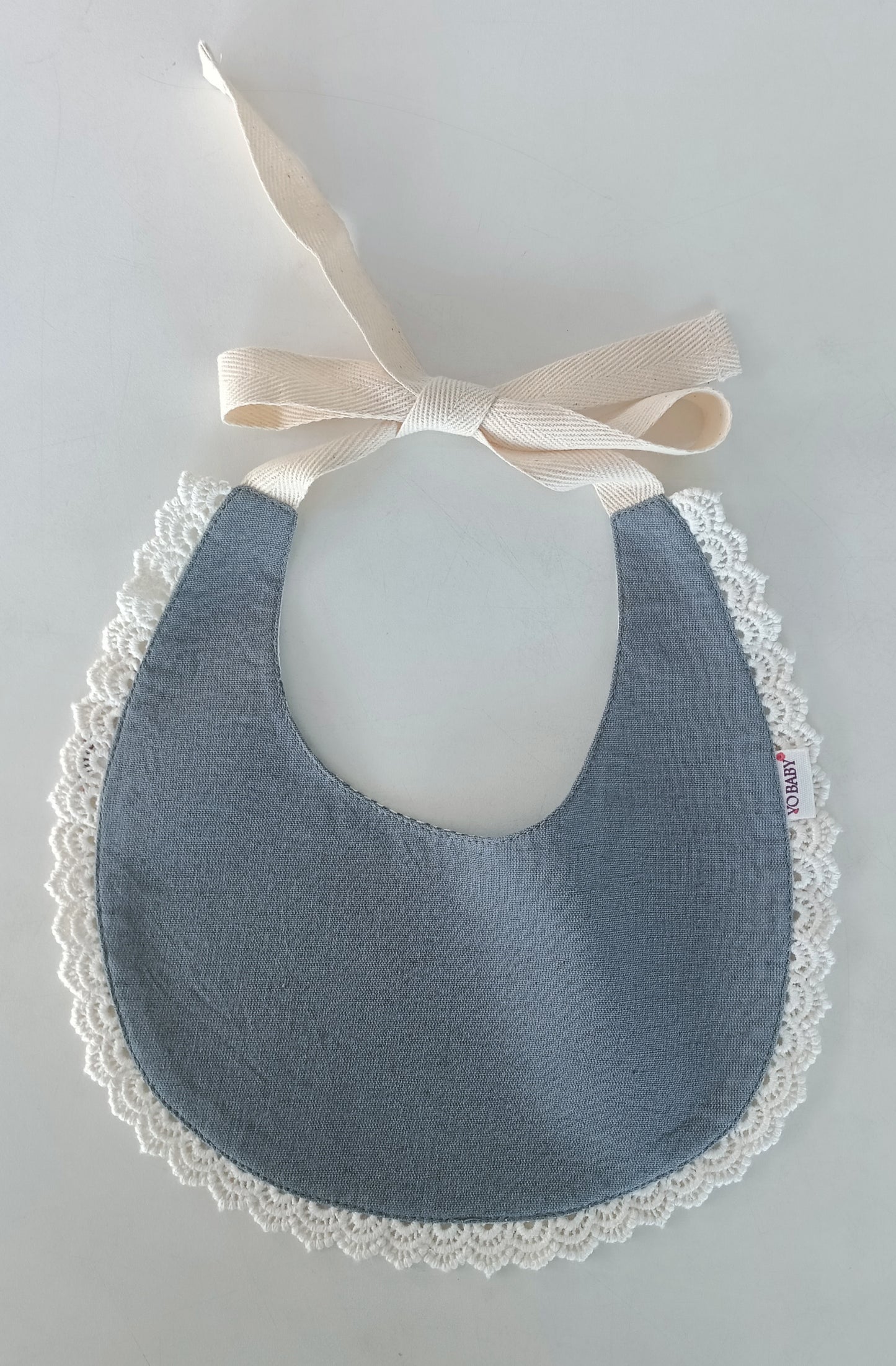 Reversible Grey Solid Color & Grey Striped Printed Baby Bib