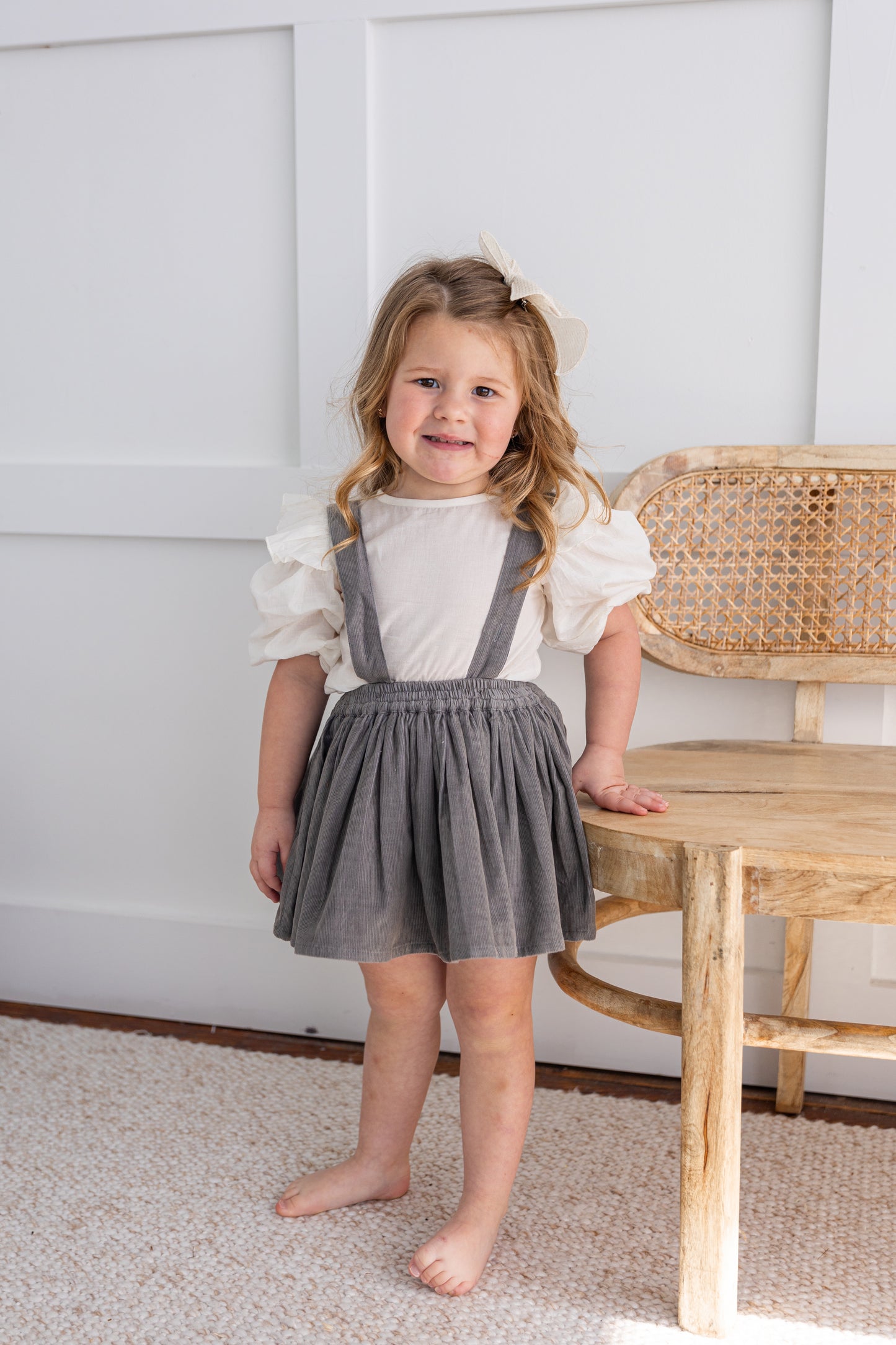 Grey Corduroy Skort & Top Set