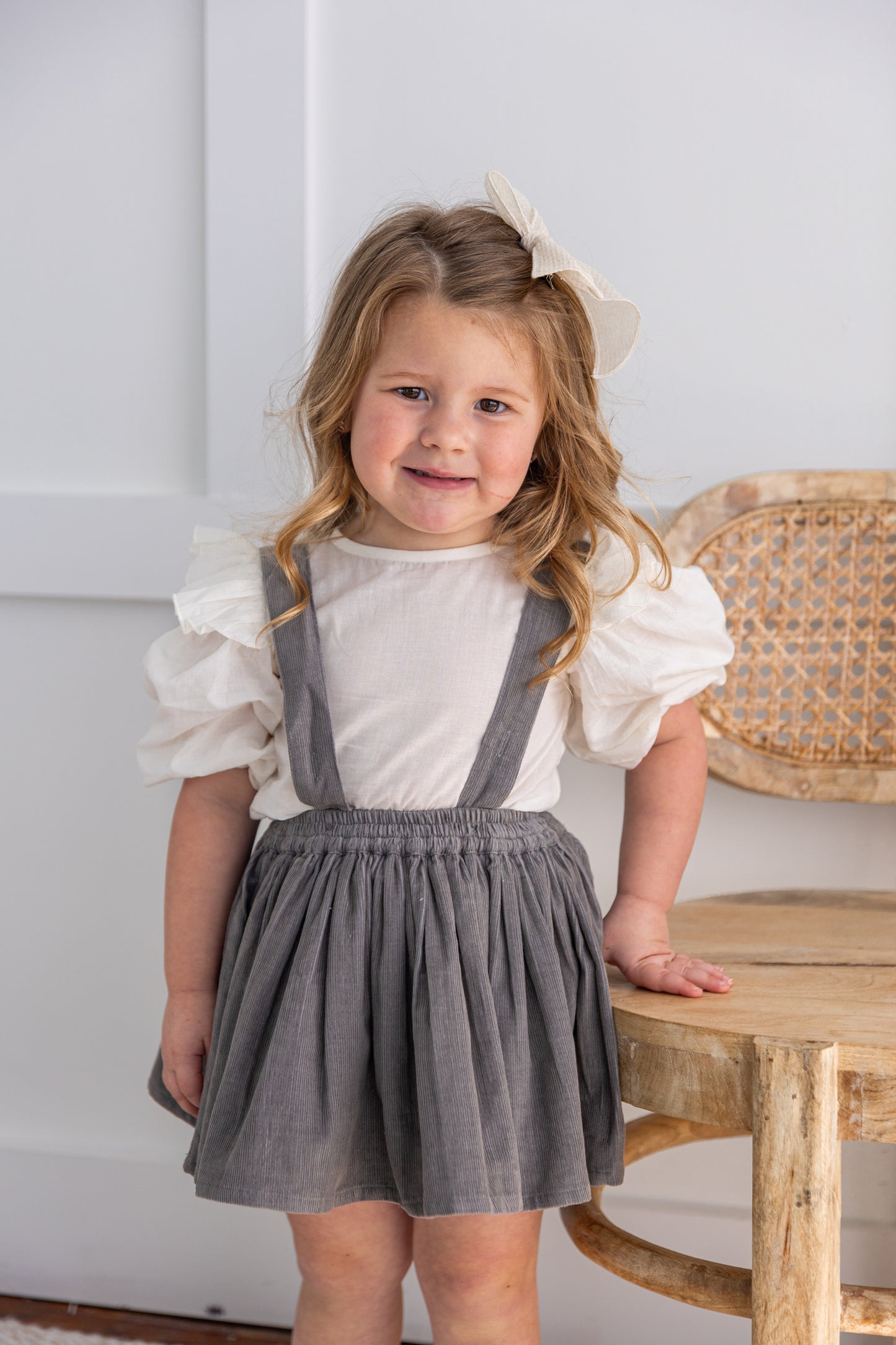 Grey Corduroy Skort & Top Set