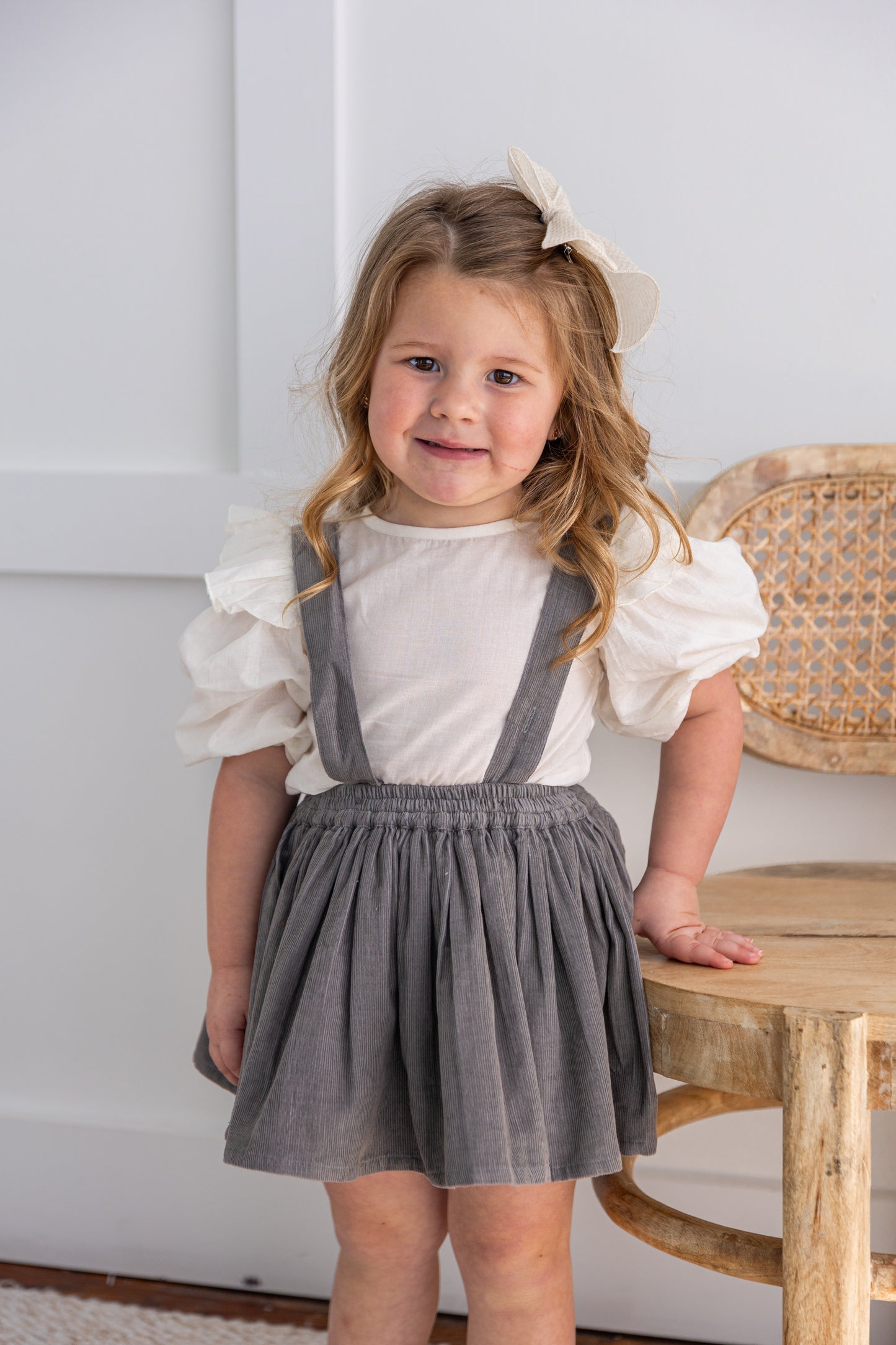 Grey Corduroy Skort & Top Set