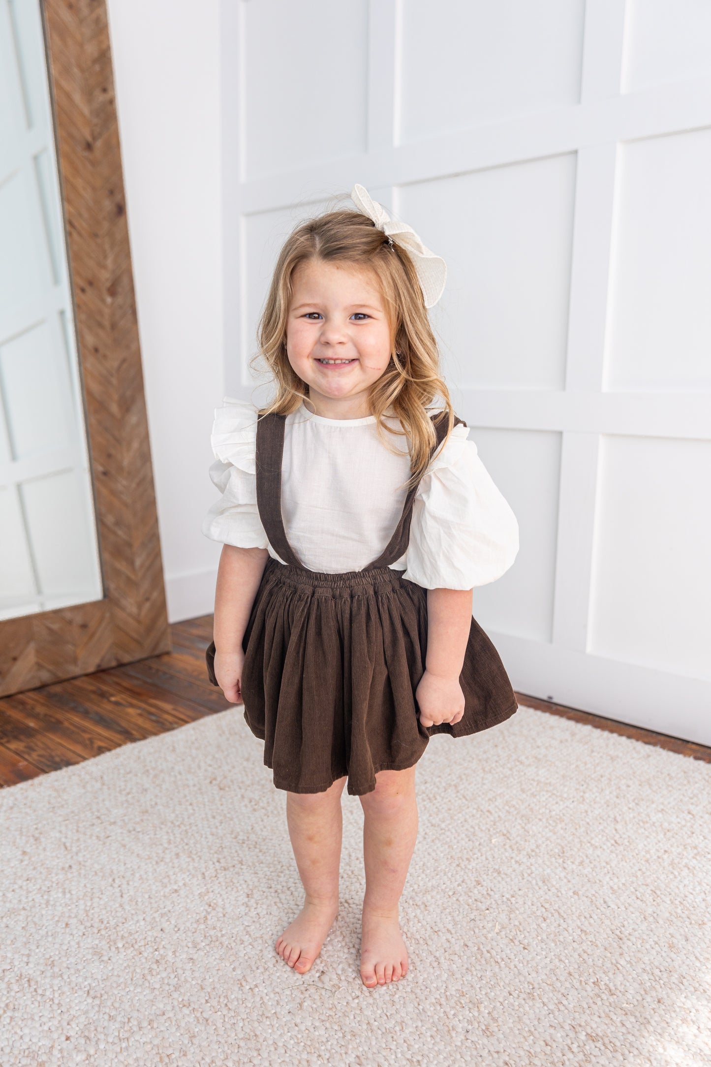 Chocolate Brown Corduroy Skort & Top Set