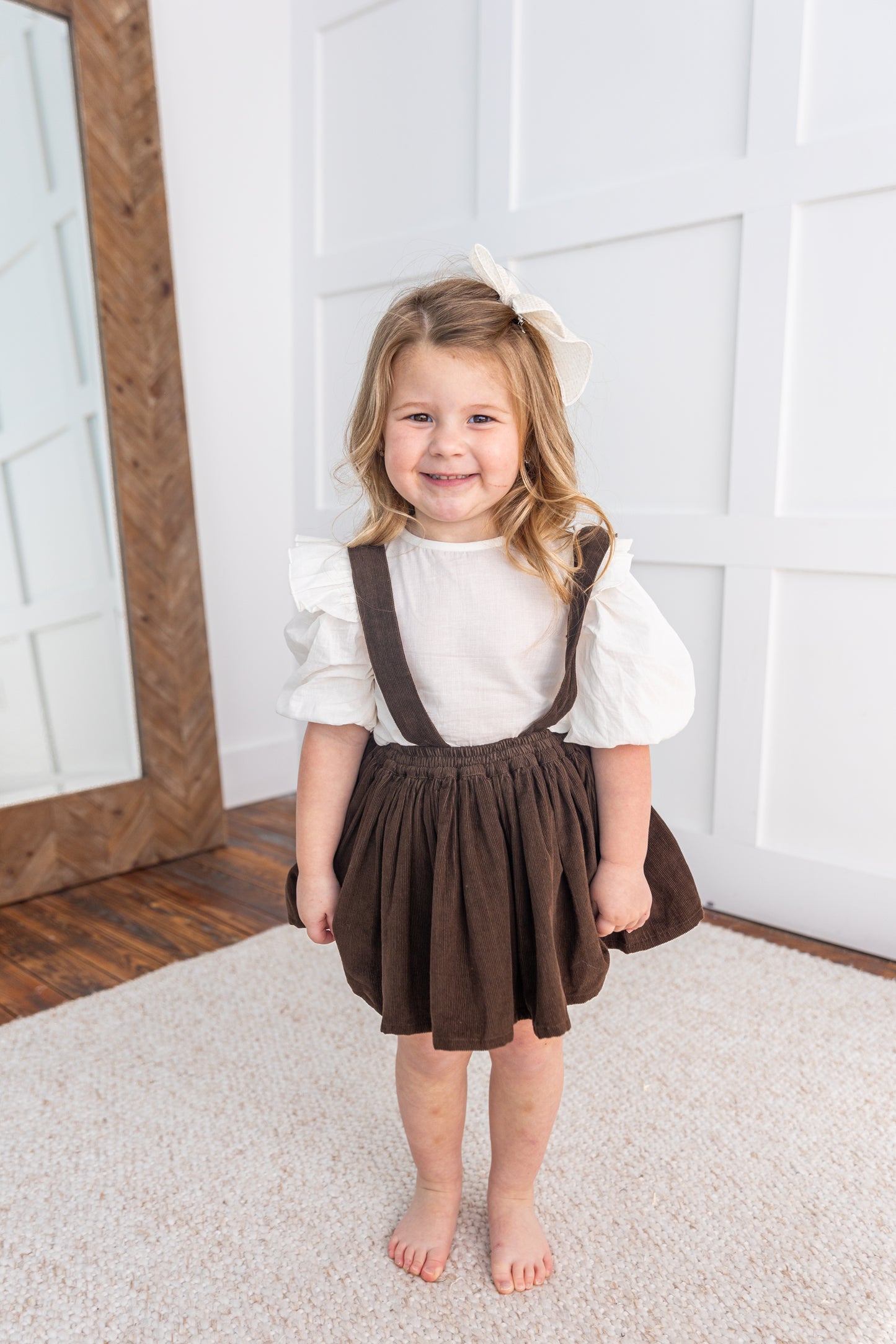 Chocolate Brown Corduroy Skort & Top Set