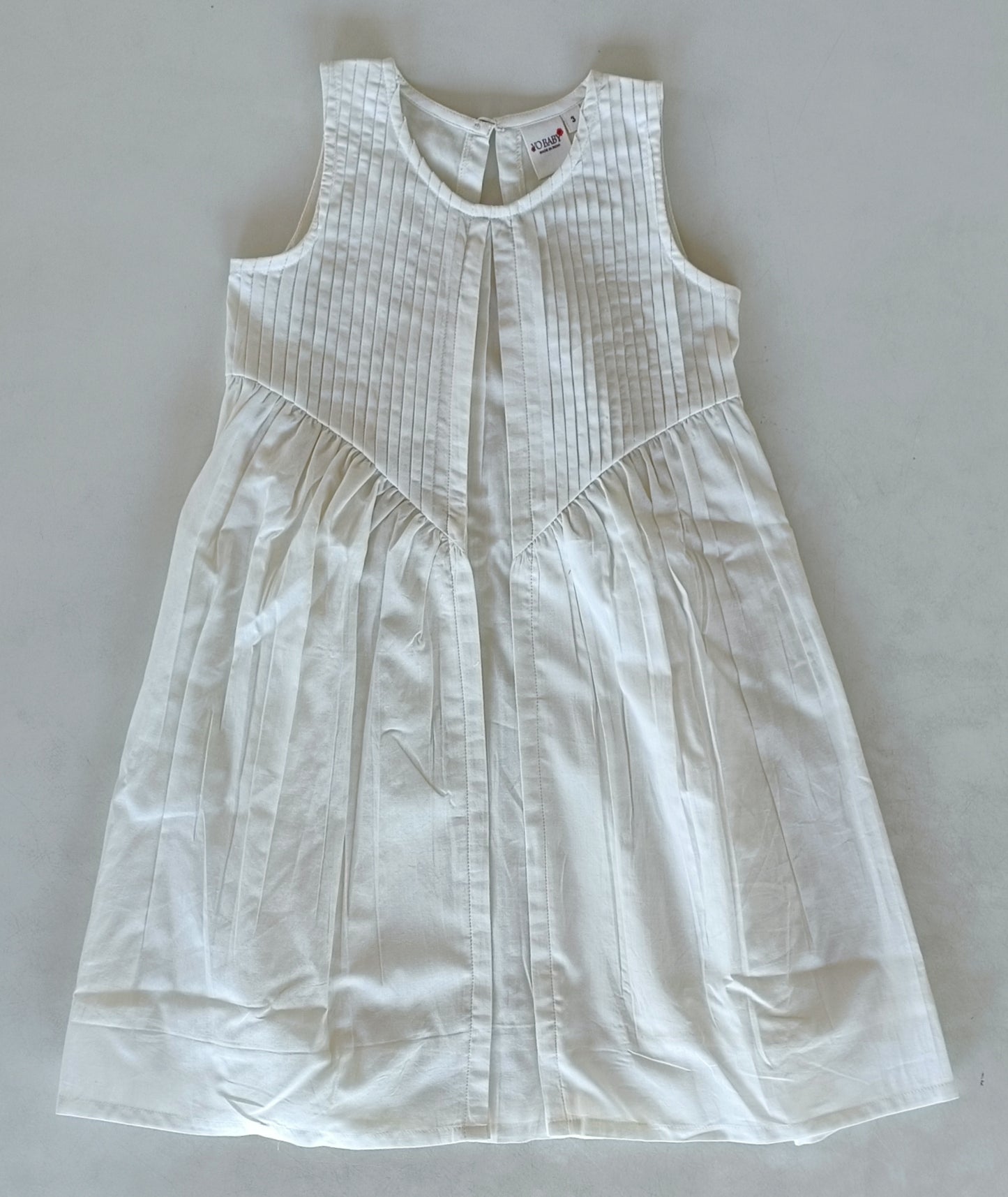 White Pintuck Gathered Dress