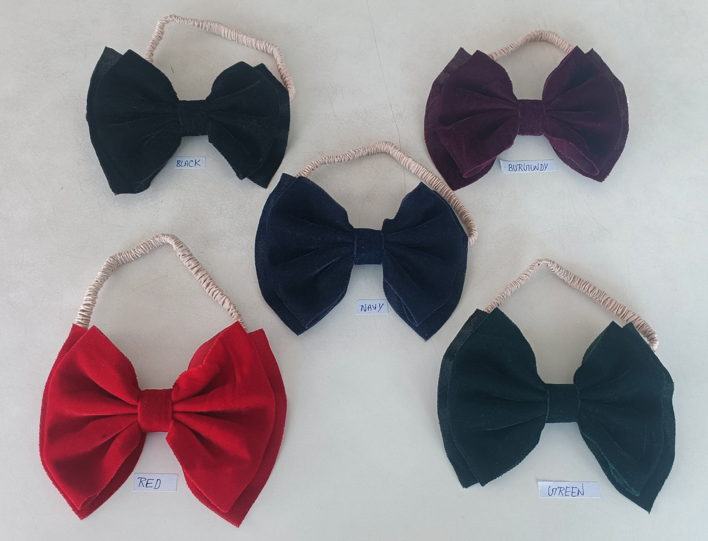 Micro Velvet Solid Color Bow Head Band Set 4Pcs