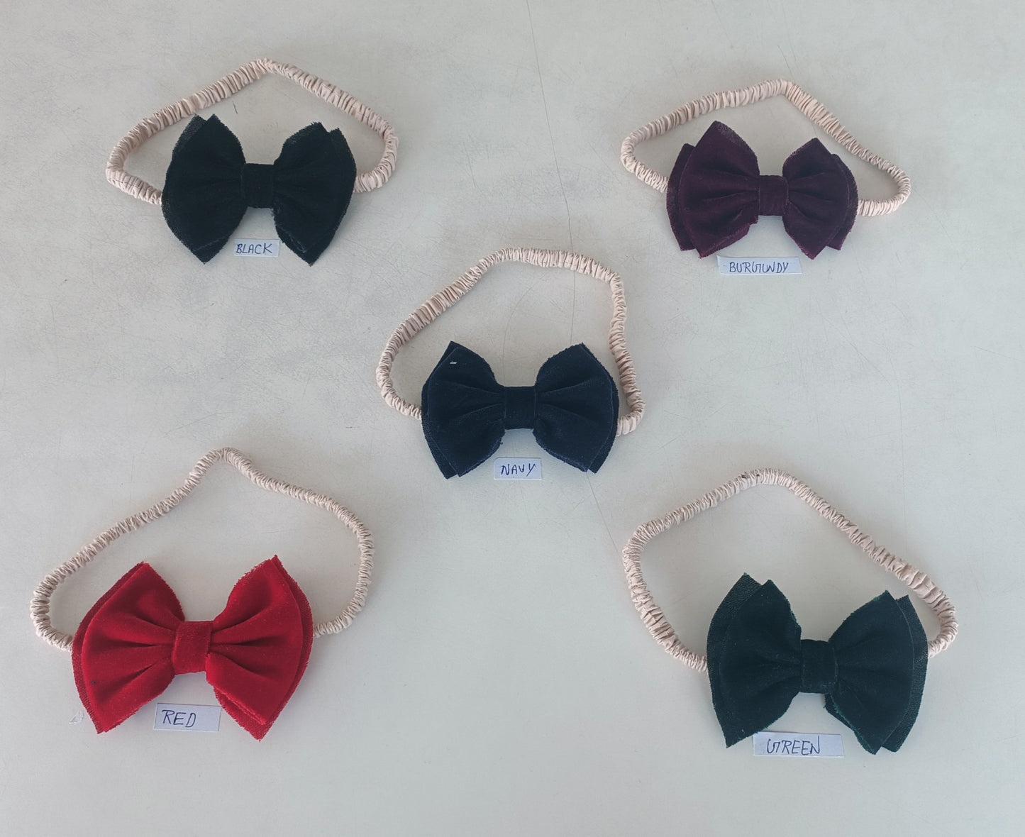 Micro Velvet Small Bow Head Band Set - 4Pcs