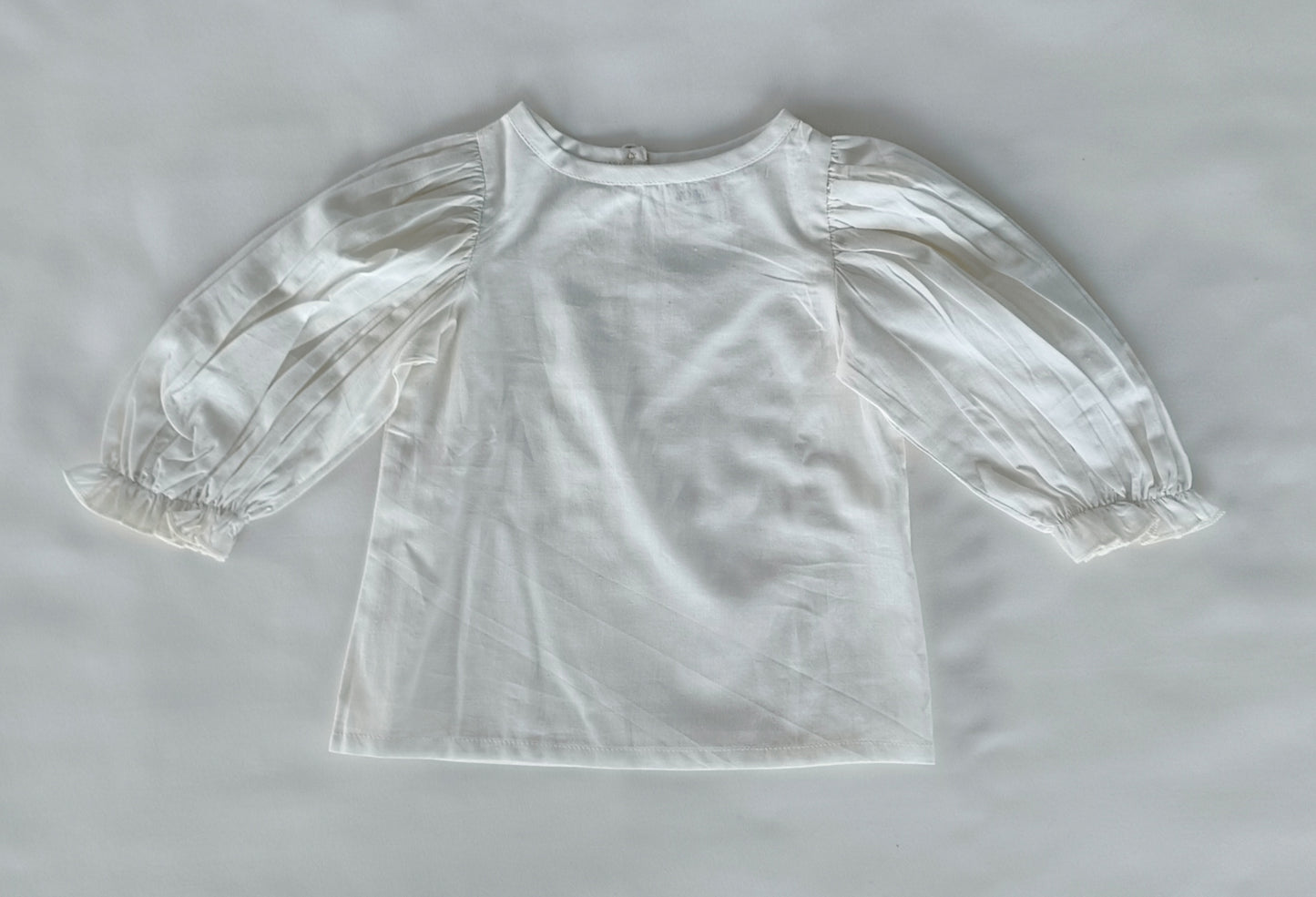 Solid White Color Puff Sleeves Top