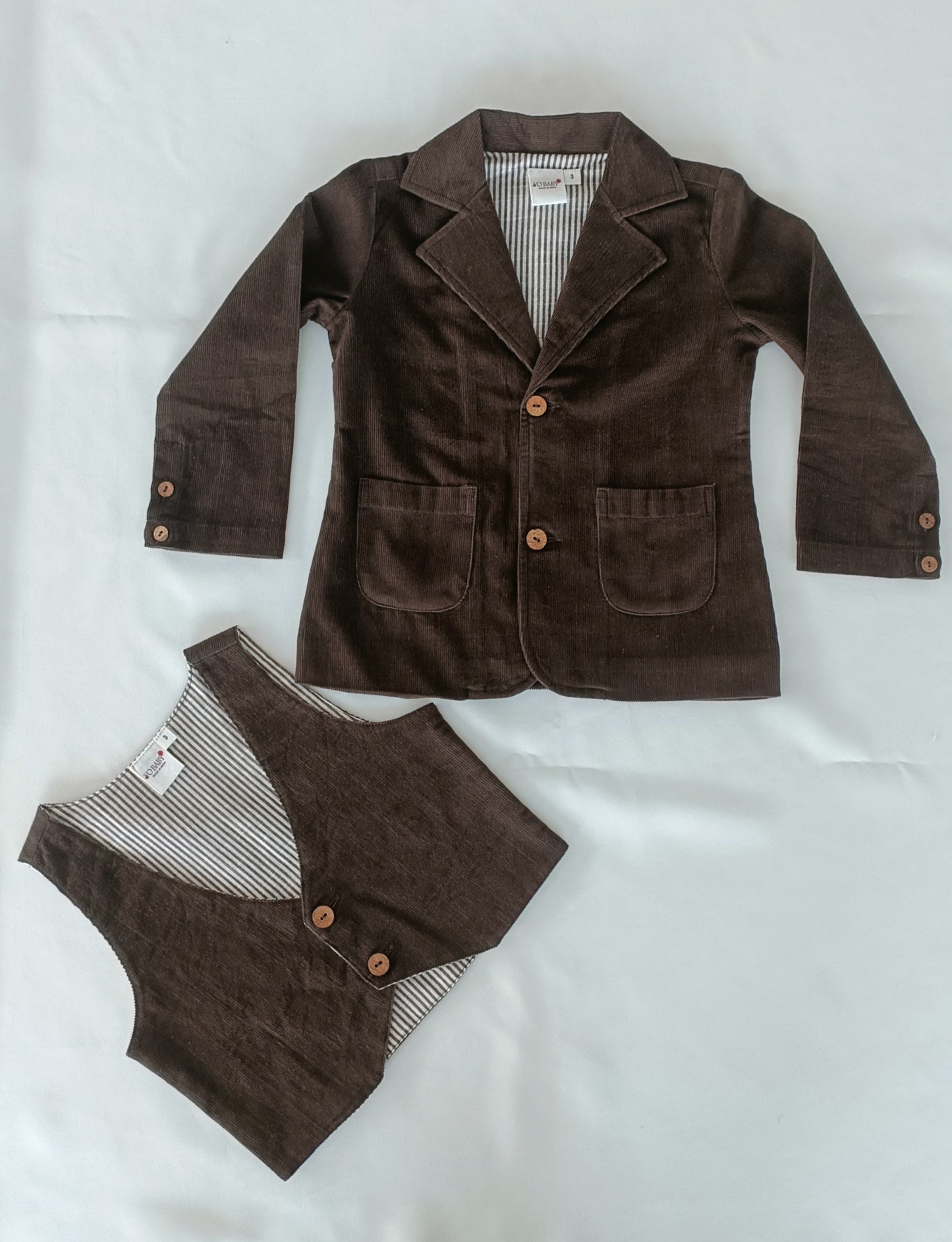 Chocolate Brown Corduroy Blazer & Waistcoat Set - Gender Neutral