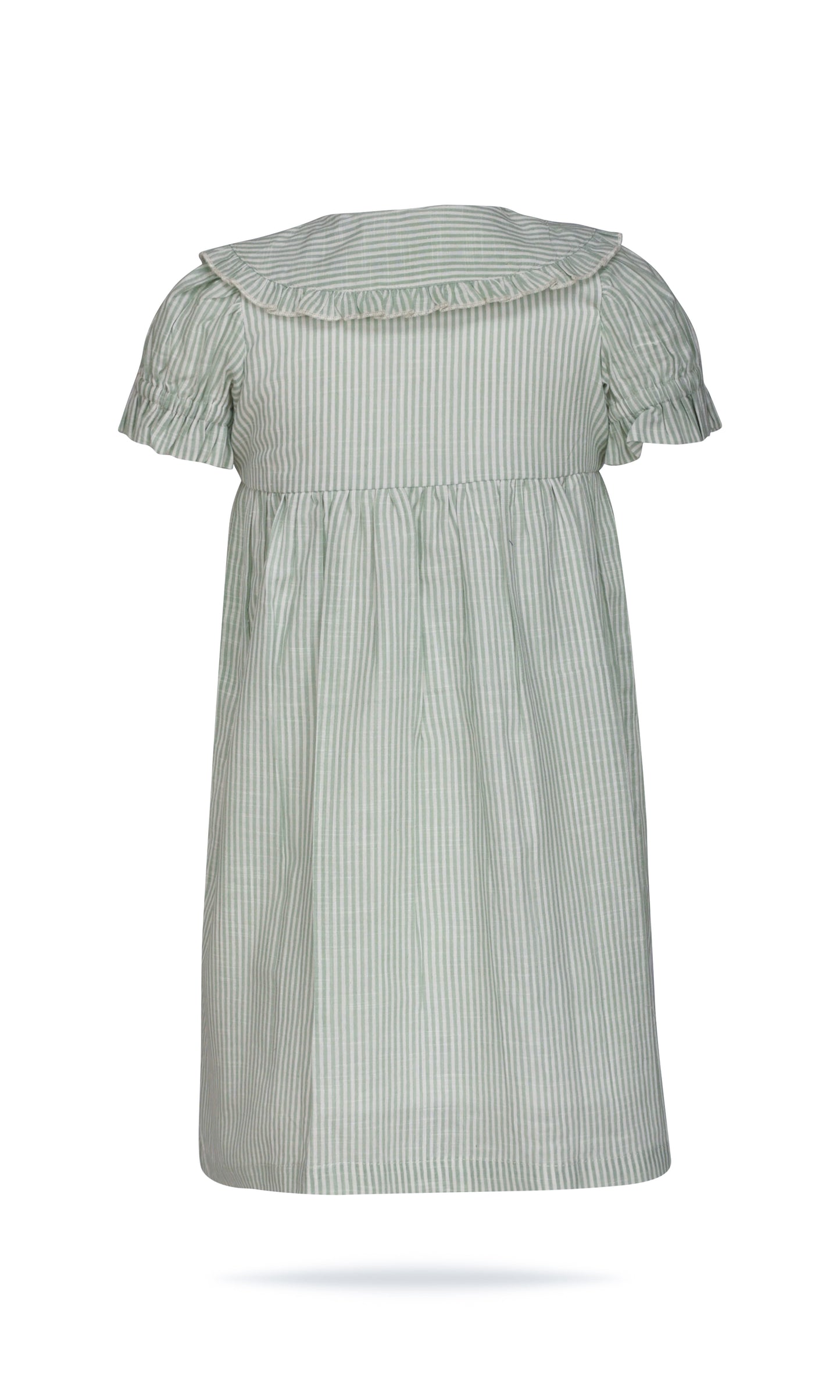 Sage Striped Color Peter Pan Collar Dress