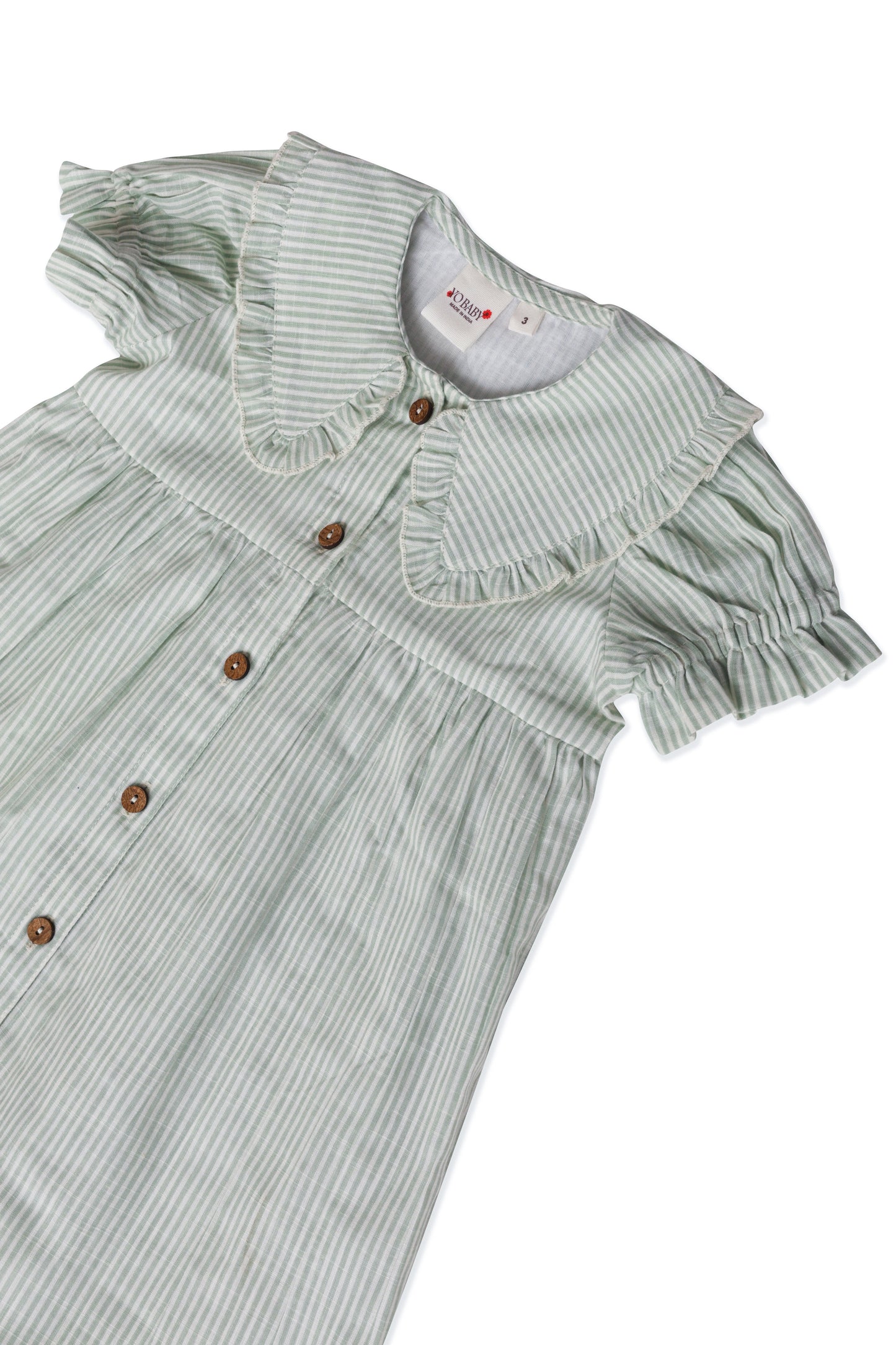 Sage Striped Color Peter Pan Collar Dress