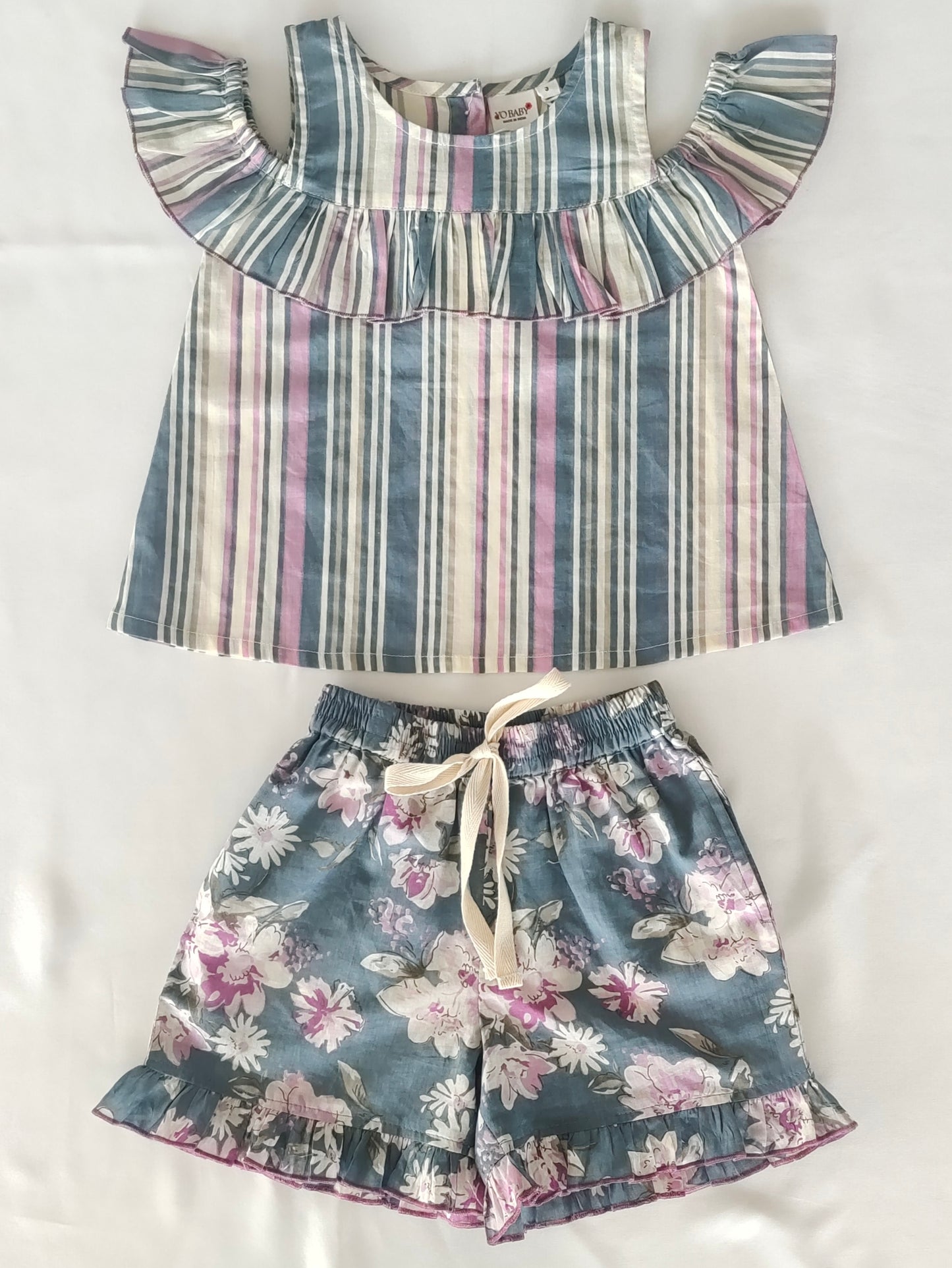 Cold Shoulder Top Set : GREY : Infant : Toddler : Tween