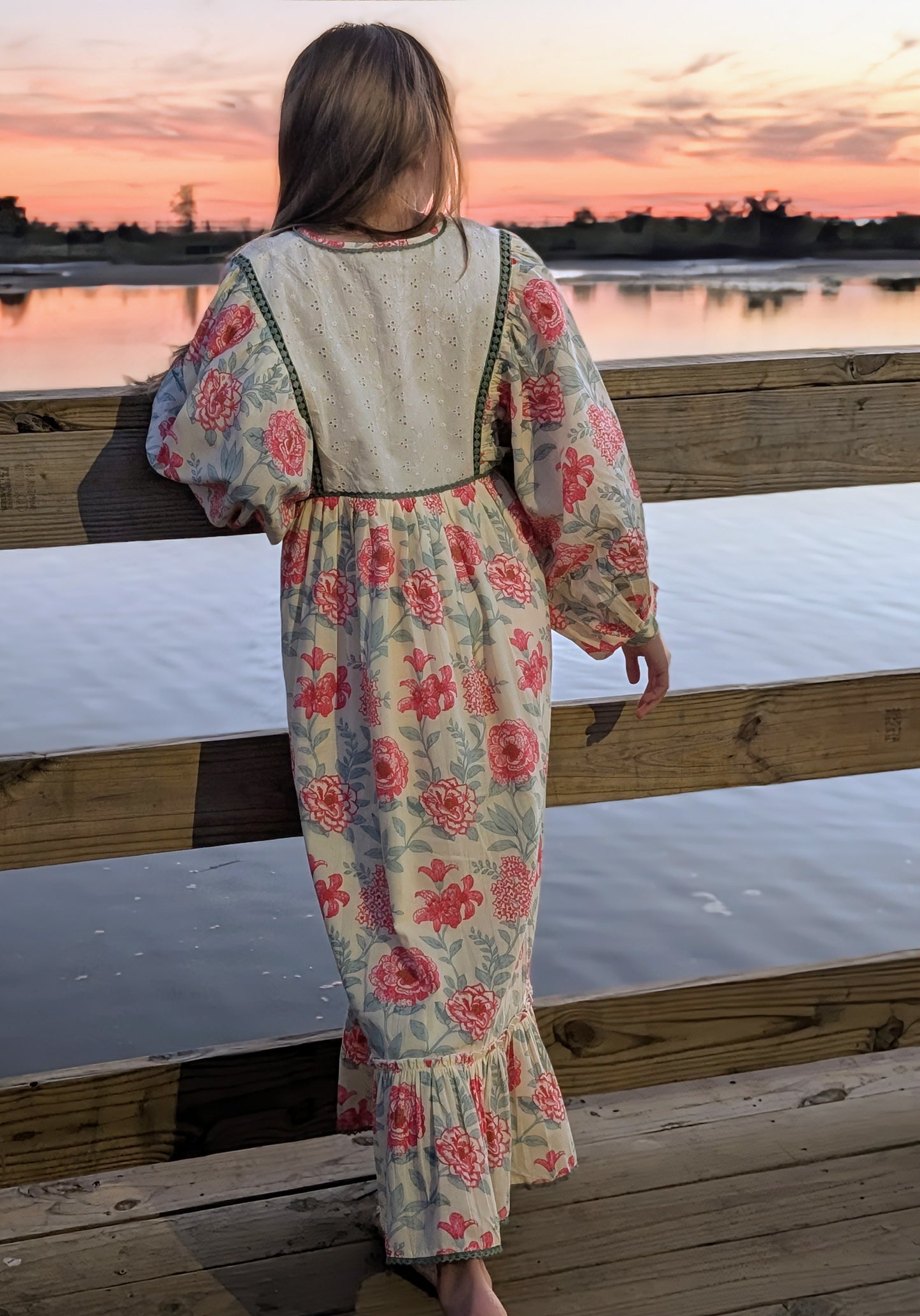 Charming Red Floral Dress Collection for Infants & Women Lace Finish & 3/4 Sleeves