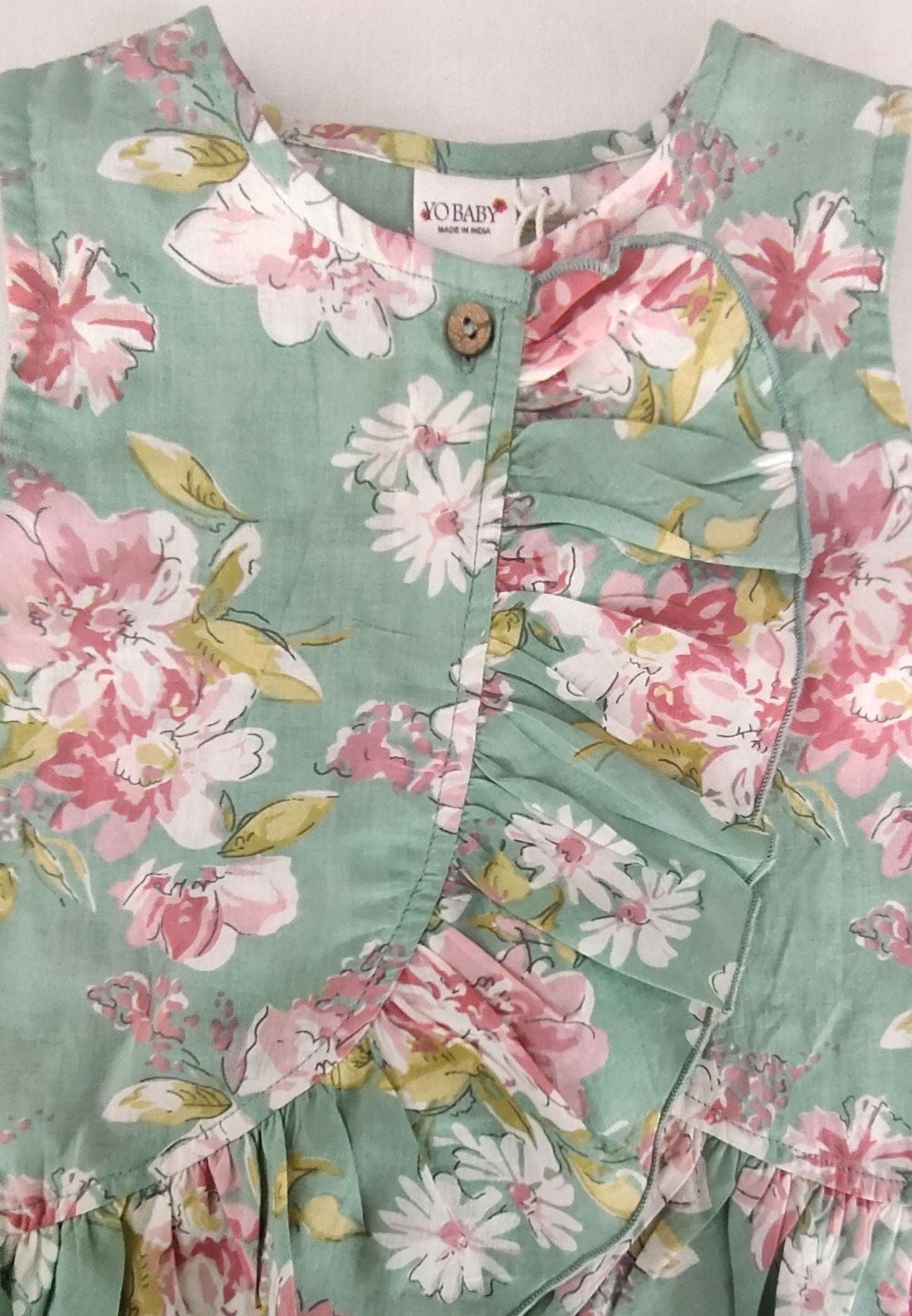 Green Floral Ruffle Top & Stripe Shorts Set for Kids & Infants