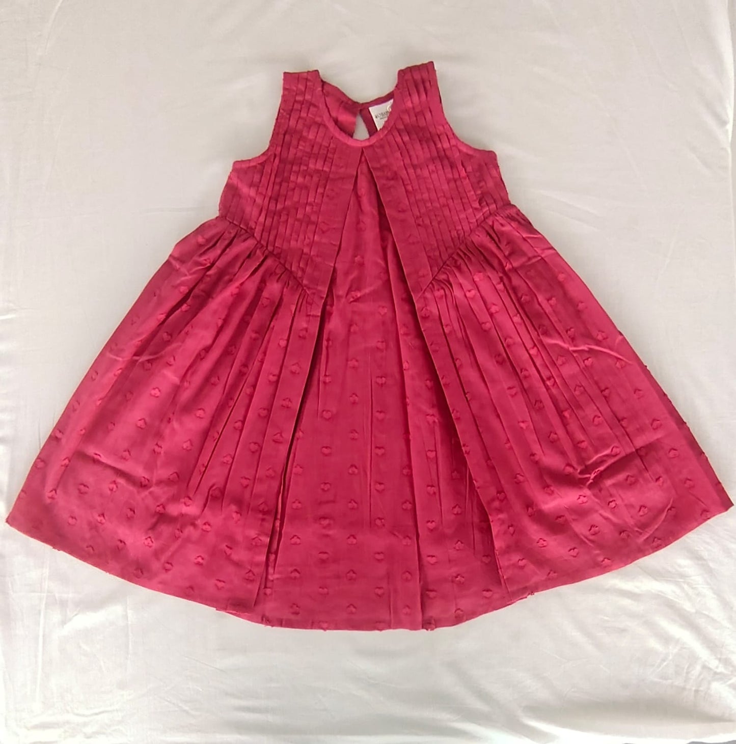 Red Heart Dobby Pintuck Gathered Dress